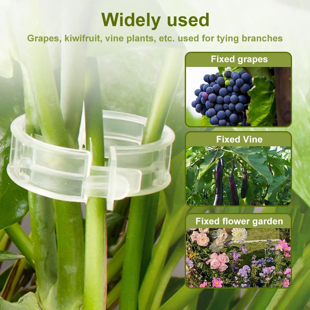 Secured Plastic Plant Clip, 2024 New Plant Support Clips for Climbing Plants, Portable Garden Plant Support Clips Plastic Tomato Grape Vine Vegetables Plant Clips 100, White