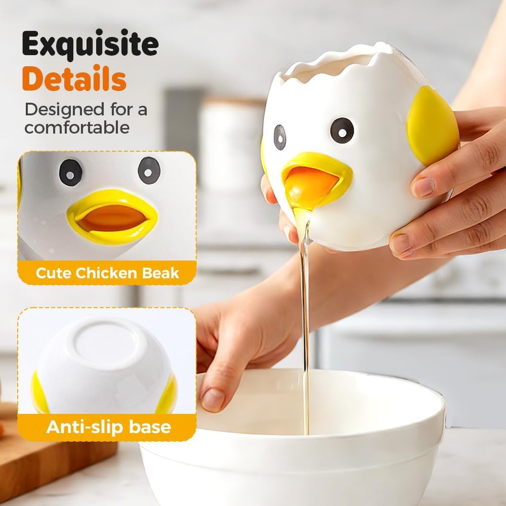 Cartoon Egg White Separator, Practical and Simple Ceramic Egg Separator, Suitable for Kitchen Baking Small Tools 1 pcs