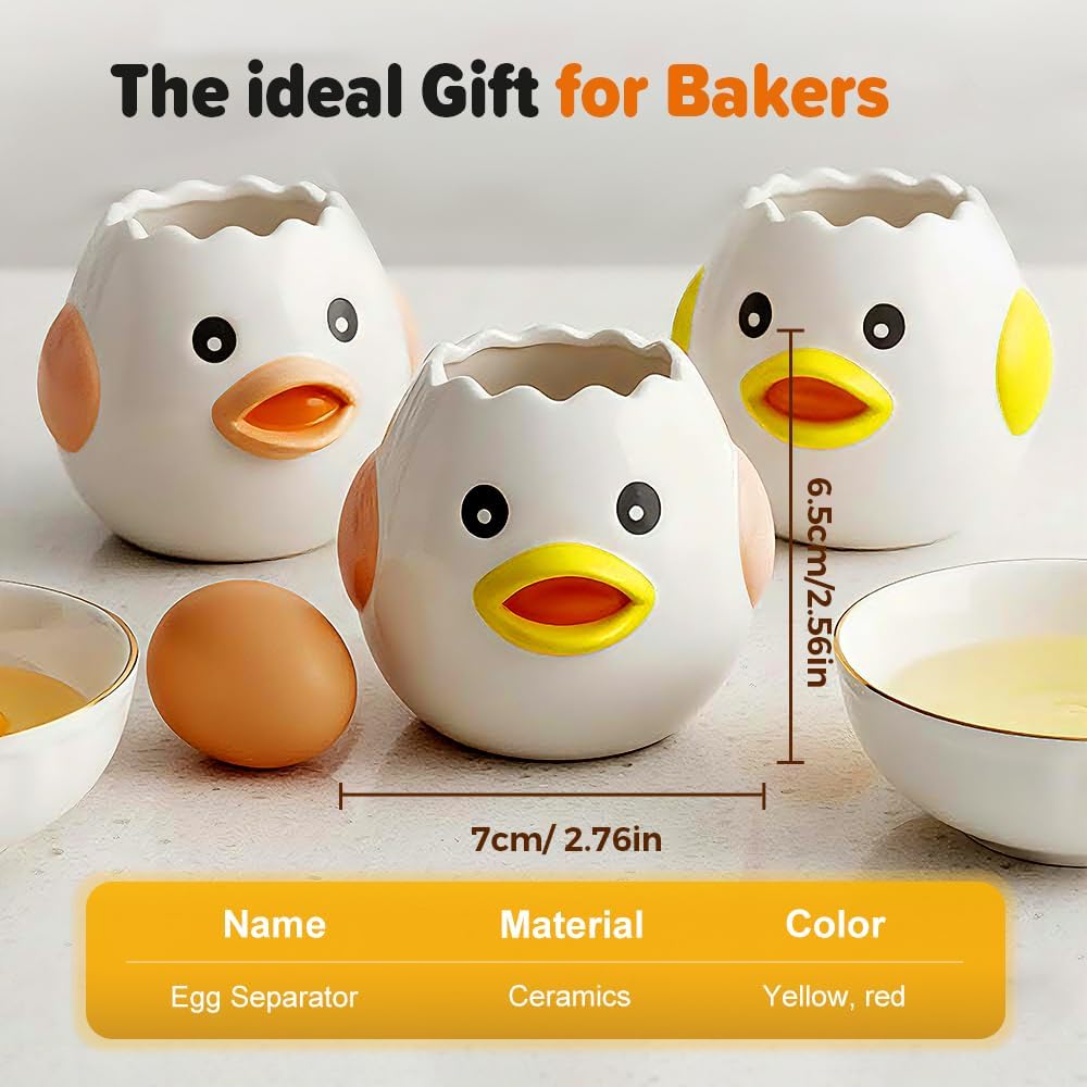 Cartoon Egg White Separator, Practical and Simple Ceramic Egg Separator, Suitable for Kitchen Baking Small Tools 1 pcs