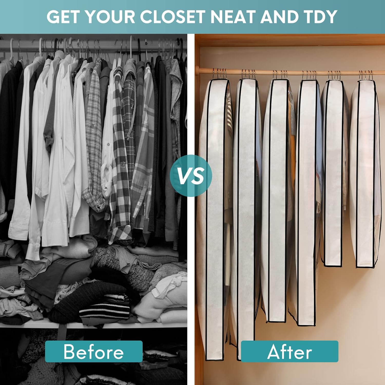 40" Clear Garment Bags for Hanging Clothes, 4" Gseted Suit Bags for Closet Storage, Hanging Clothes Storage Suit Cover Bags with Zipper for Coats, Jackets, Shirts, 4 Packs