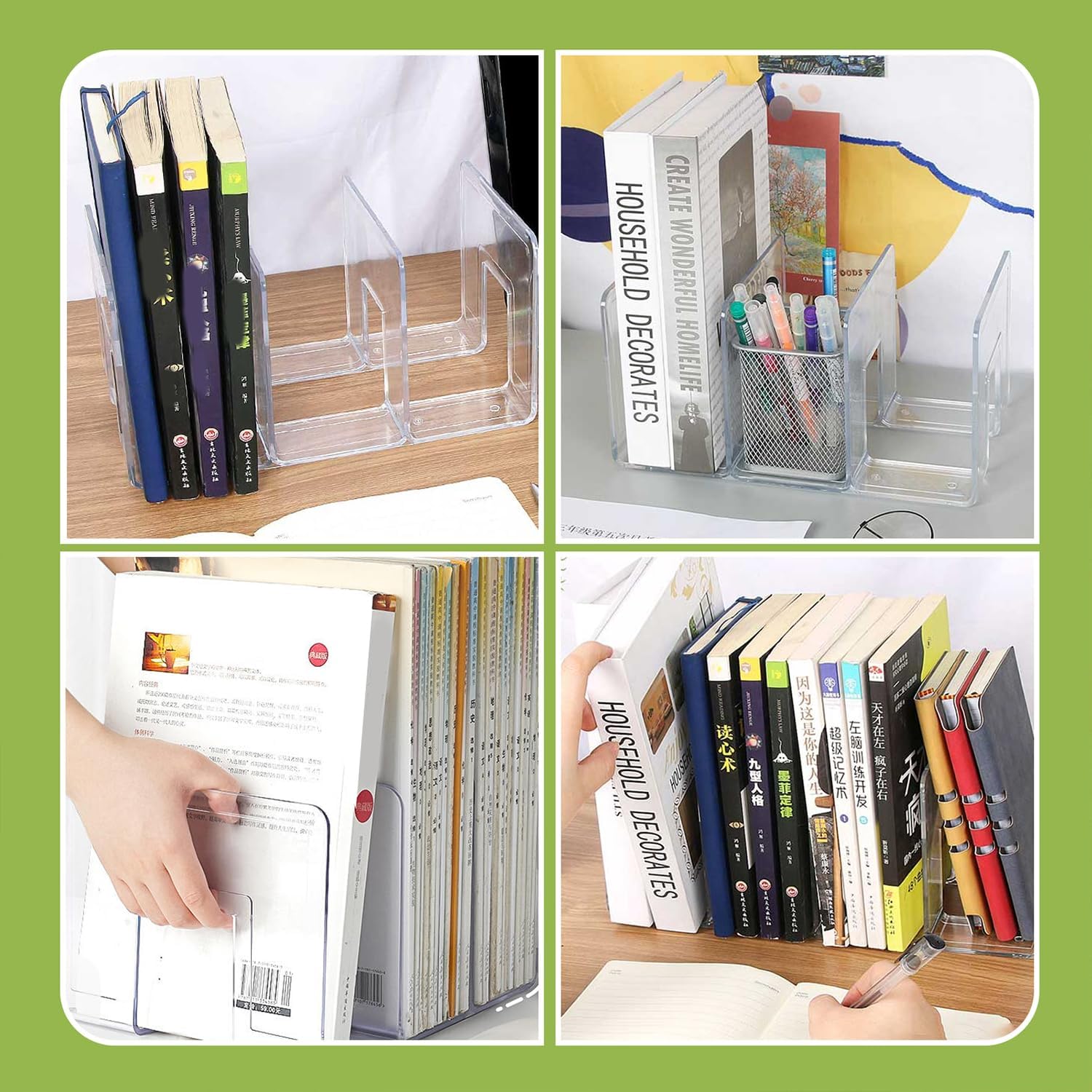 2 Pcs Acrylic Clear Purse Storage Organizers, 4 Sections Dividers in Bedroom Office bright