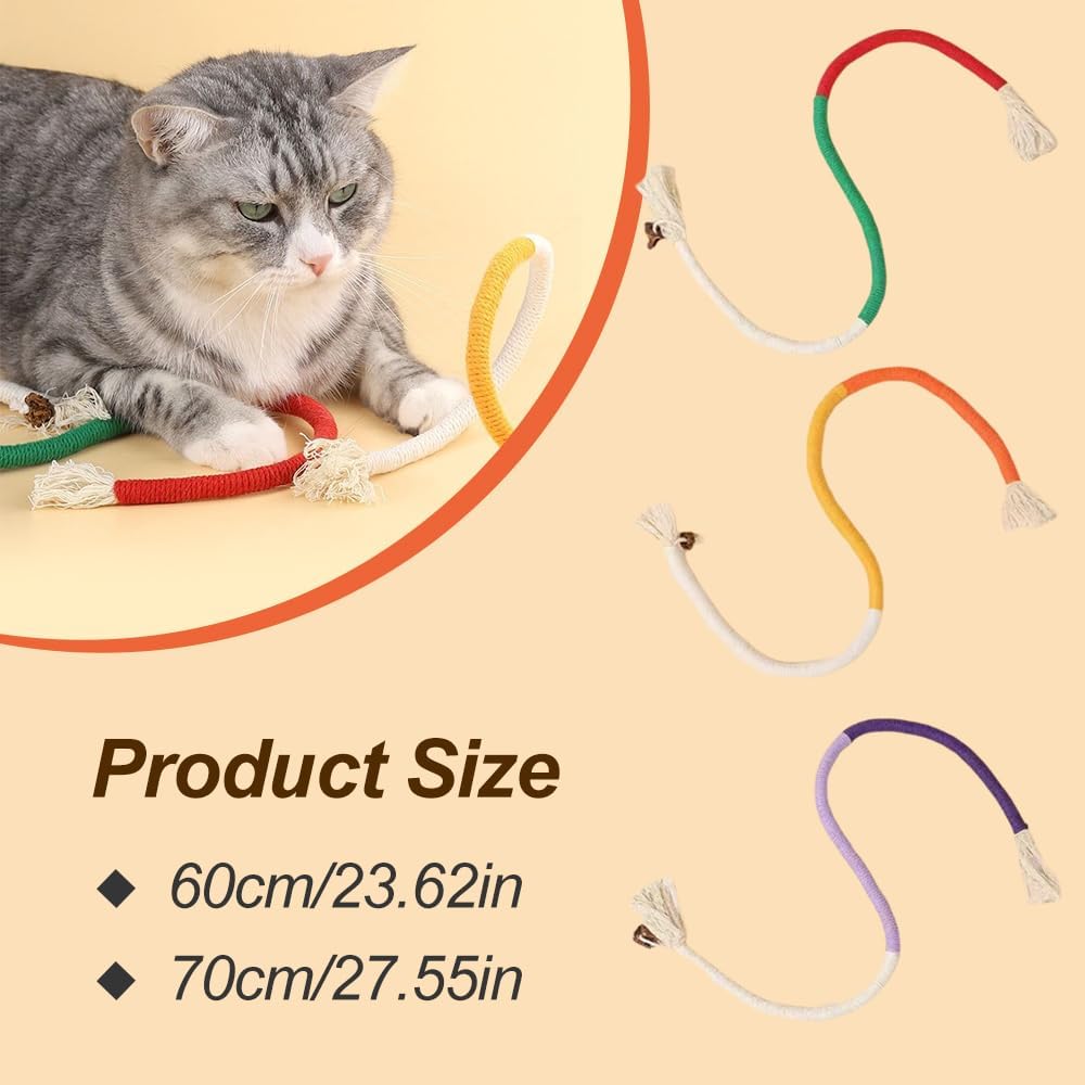 6Pcs Rope Cat Chew Toys, Multi-Color Interactive Cat Toy for 28 Inches, Safe Teeth Cleaning Toy for All Breeds Style A