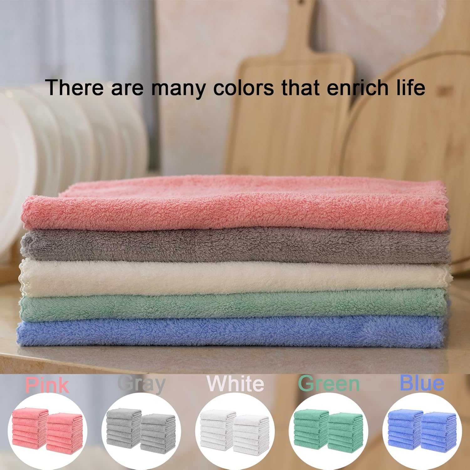 Kitchen Cloth Dish Towels, 13x28 Inches Premium Dishcloths, Super Absorbent Coral Velvet Microfiber Cleaning Cloths, Fast Drying Rags for Washing Dishes 13x28-6 Pack, Grey
