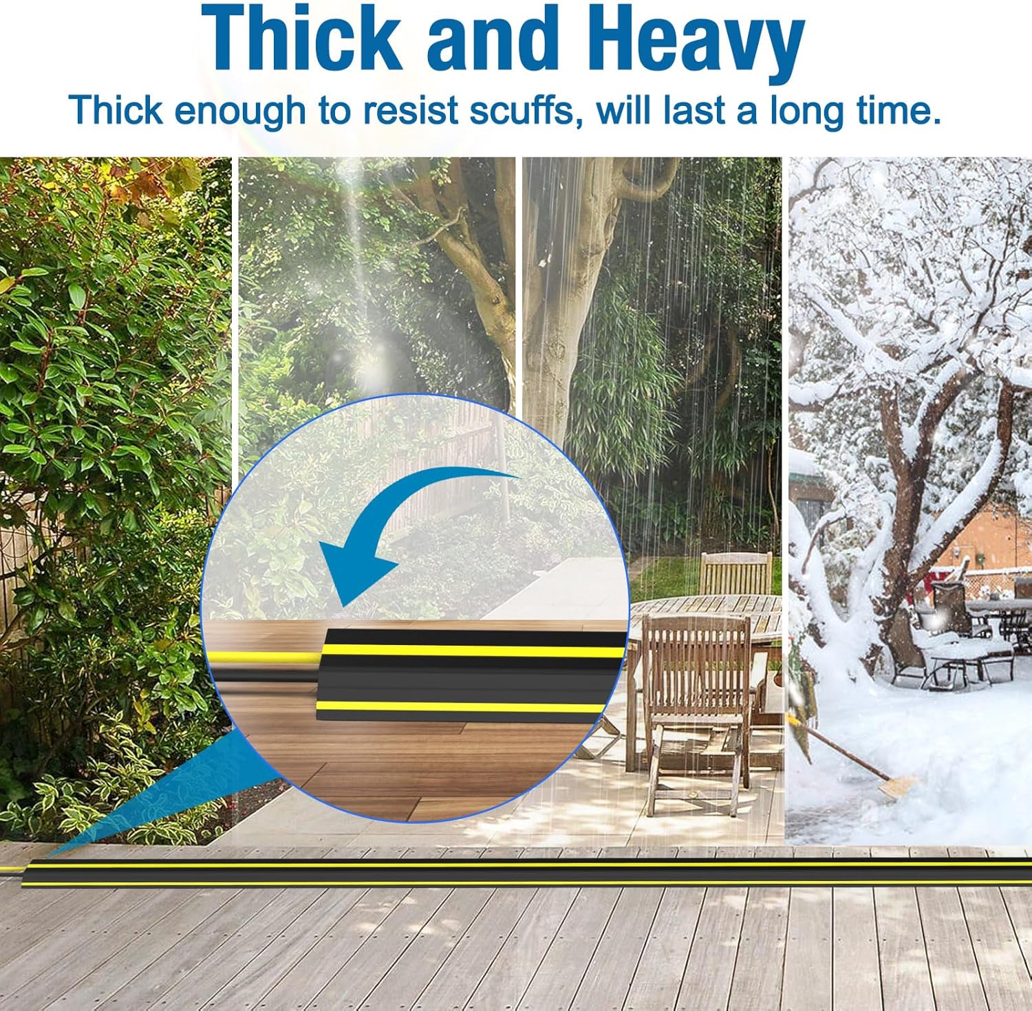 10 ft Floor Cable Cover Protector, Heavy Duty PVC Duct Easy to Unroll, Prevent Trip Hazard for Home Office or Outdoor Settings