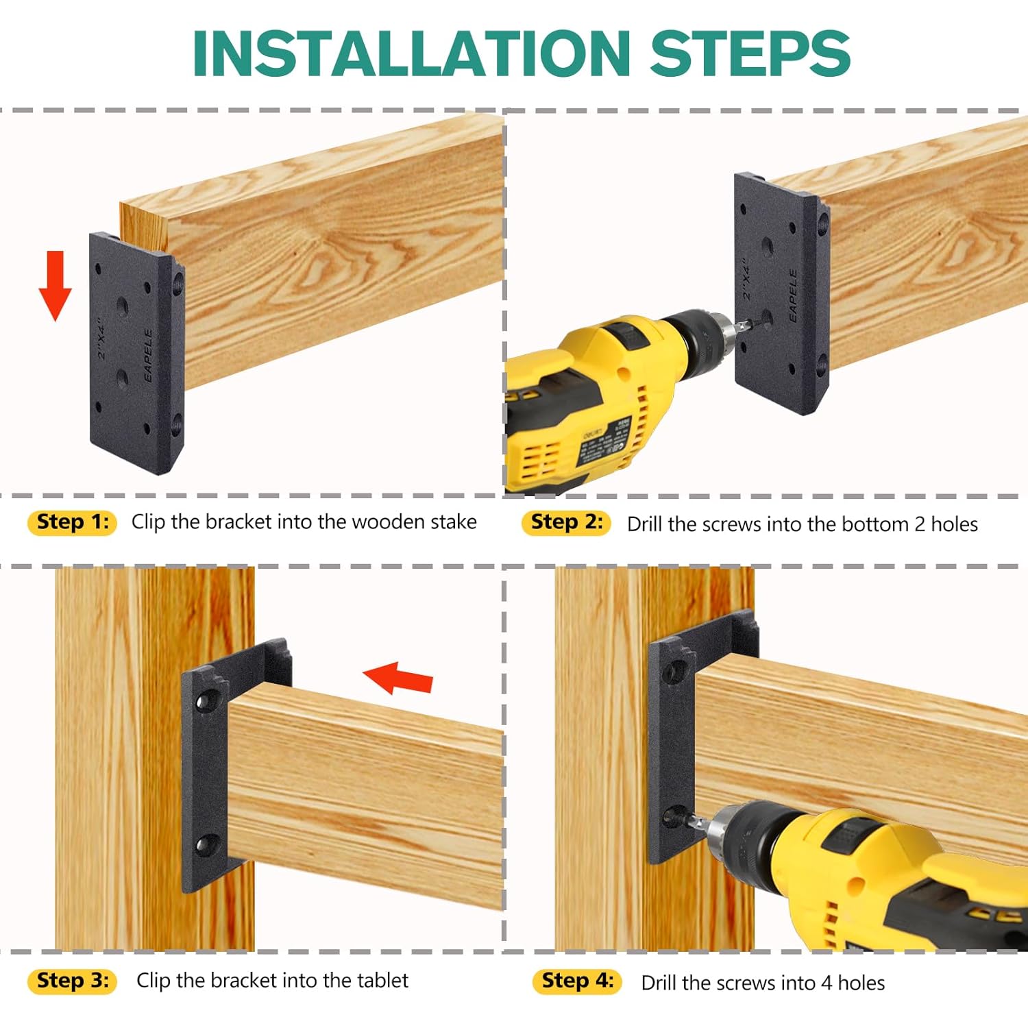 20pcs Deck Railing Brackets Connectors for 2x4 Railing Wood Post with 120pcs Wood Screws
