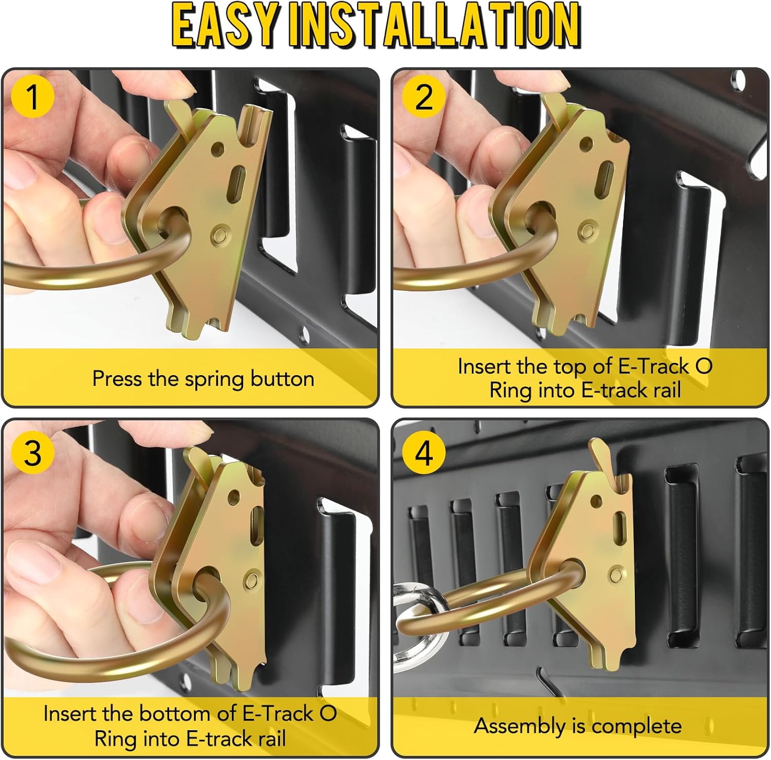 20pcs Steel E-Track O Ring Tie-Down Anchors, Secure Cargo in Enclosed/Flatbed Trailers, Trucks, Load Limit of 1500lb