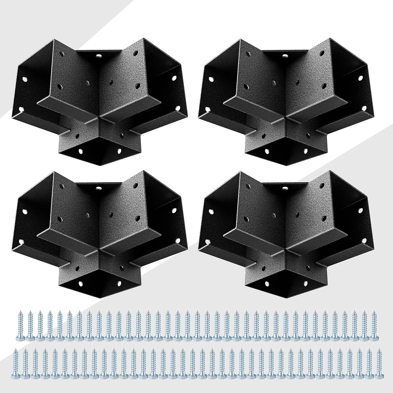 Pergola Kit Corner Brackets for 4x4 3.5inchx3.5inch Wood Posts, Powder Coated Steel Made, 3-Way 90°Angle for Hunting Blind, Deer Stand