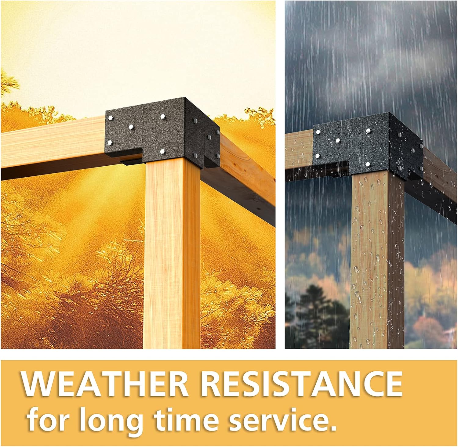 Pergola Kit Corner Brackets for 4x4 3.5inchx3.5inch Wood Posts, Powder Coated Steel Made, 3-Way 90°Angle for Hunting Blind, Deer Stand