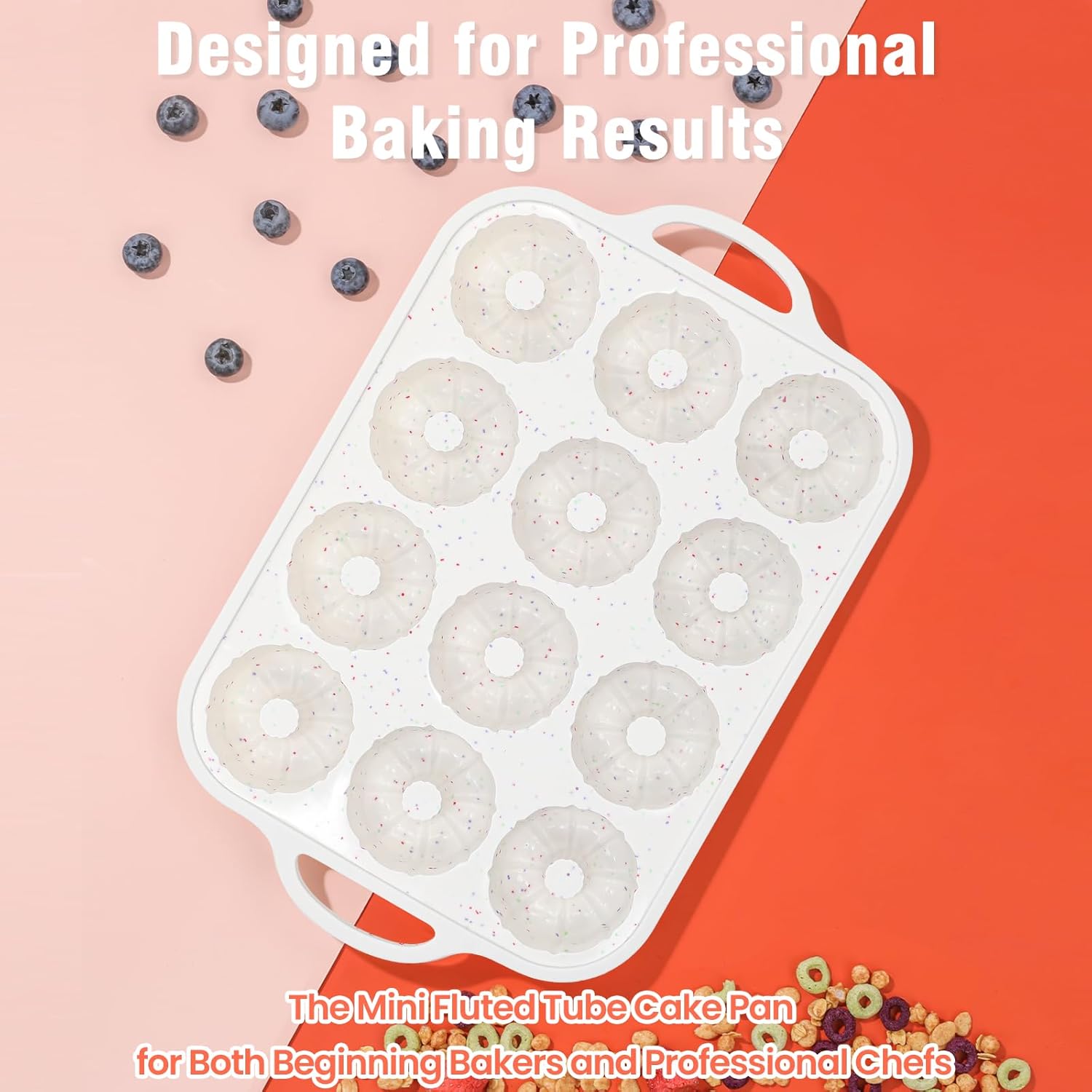 Silicone Mini Fluted Tube Pan with Metal Reinforced Frame, Non-Stick 2PCS , moldes de silicona para gelatina, Small Cake Baking Pan for para chocoflan, Donuts, Cornbread, Brownies, Jellies