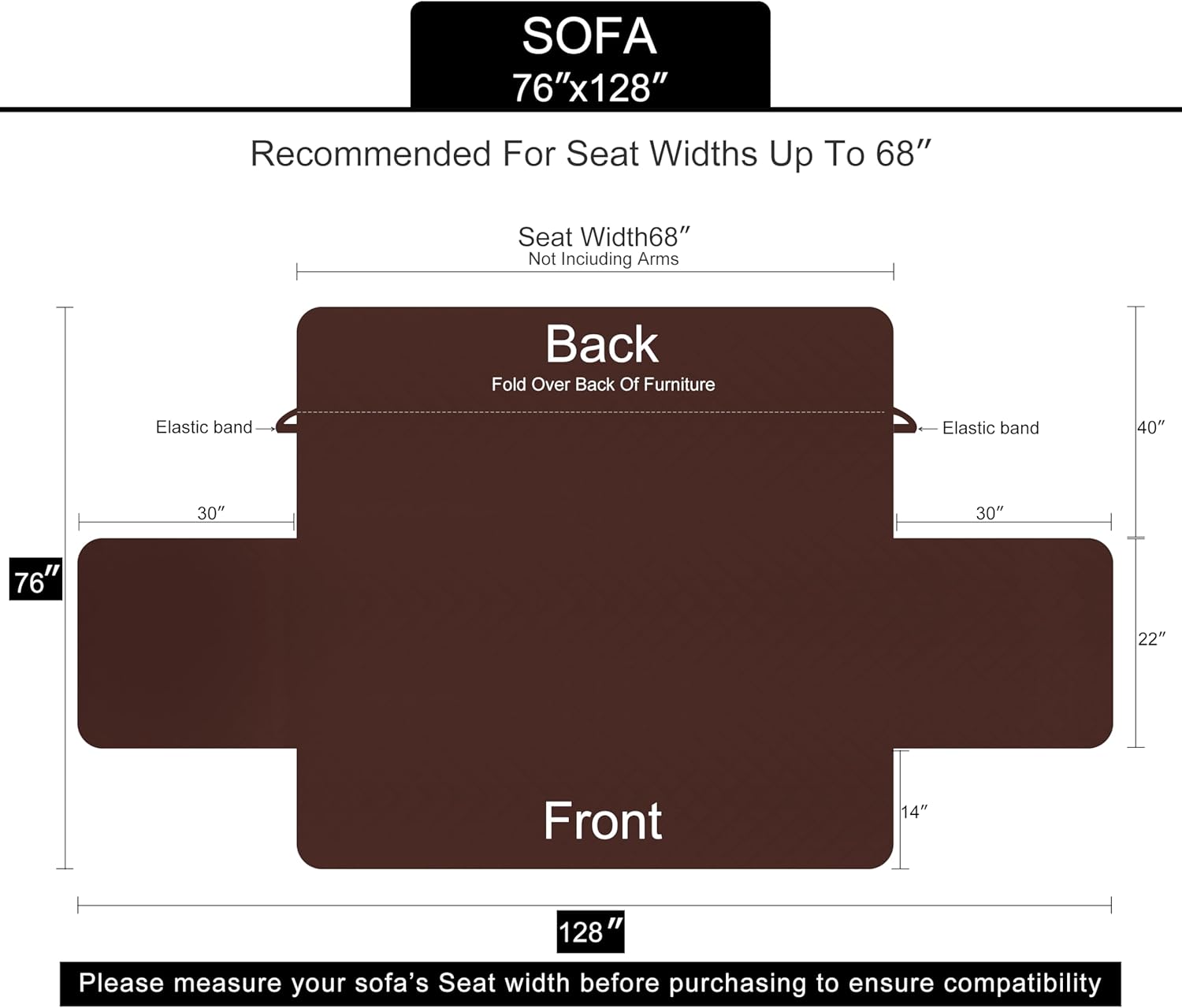 Reversible Sofa Cover Washable Couch Cover for Dogs Friendly with Elastic Straps Water Repellent Furniture Protector for 3 Chion Couch Sofa, Coffee/Beige