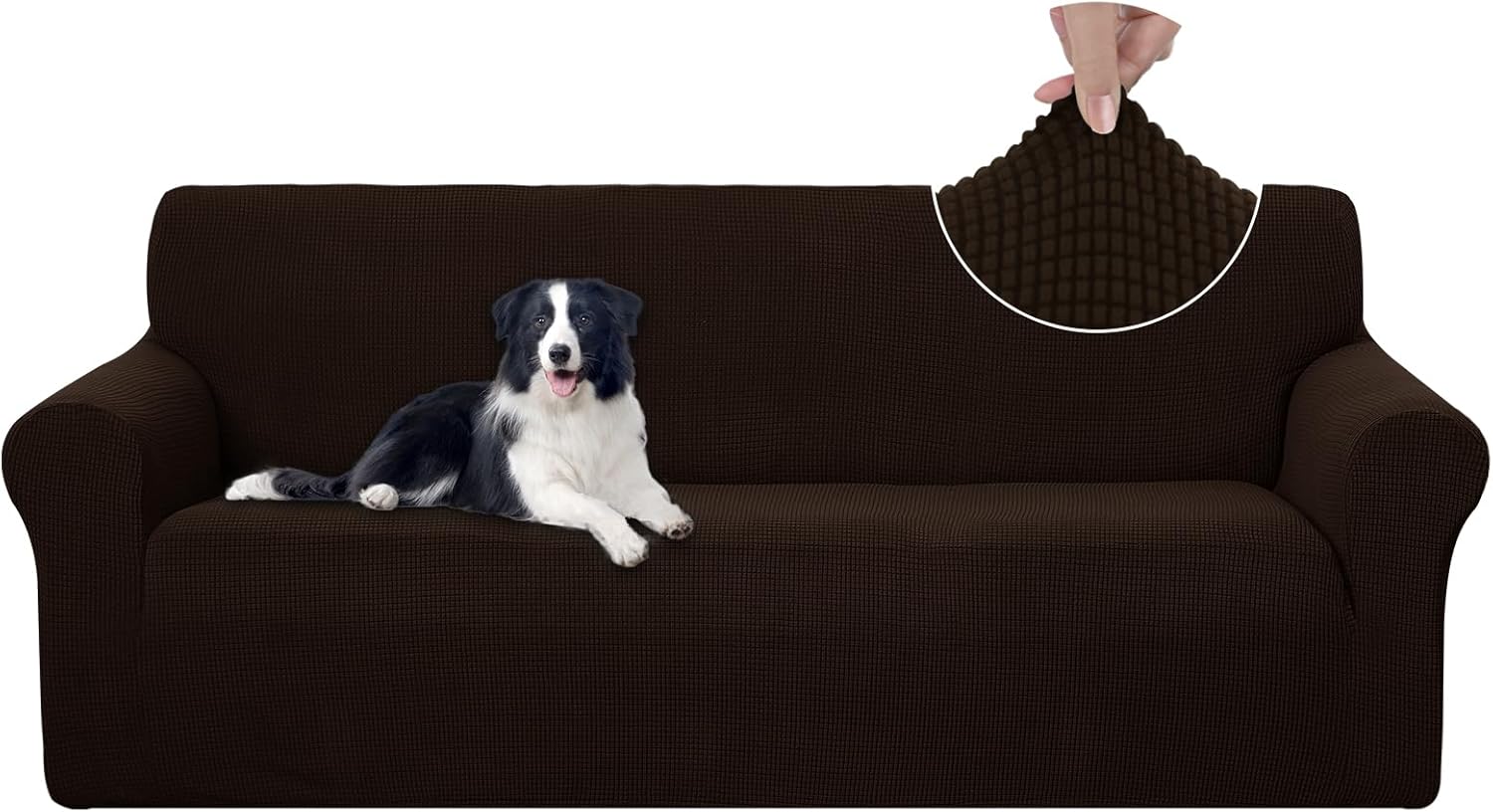 Stretch Couch Cover Sofa Cover Washable Sofa Slipcover Furniture Protector for 3 Chion Couch Sofa Pet Friendly Sofa, Chocolate