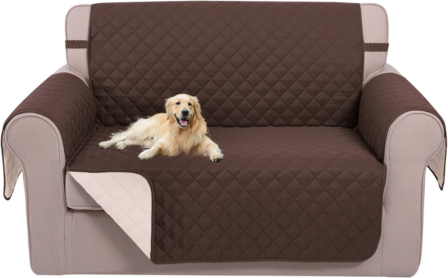 UNICE Home Reversible Sofa Cover Bundle Loveseat Cover Sofa+Loveseat Small, Coffee