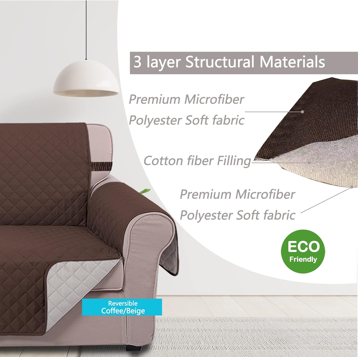 UNICE Home Reversible Sofa Cover Bundle Loveseat Cover Sofa+Loveseat Small, Coffee