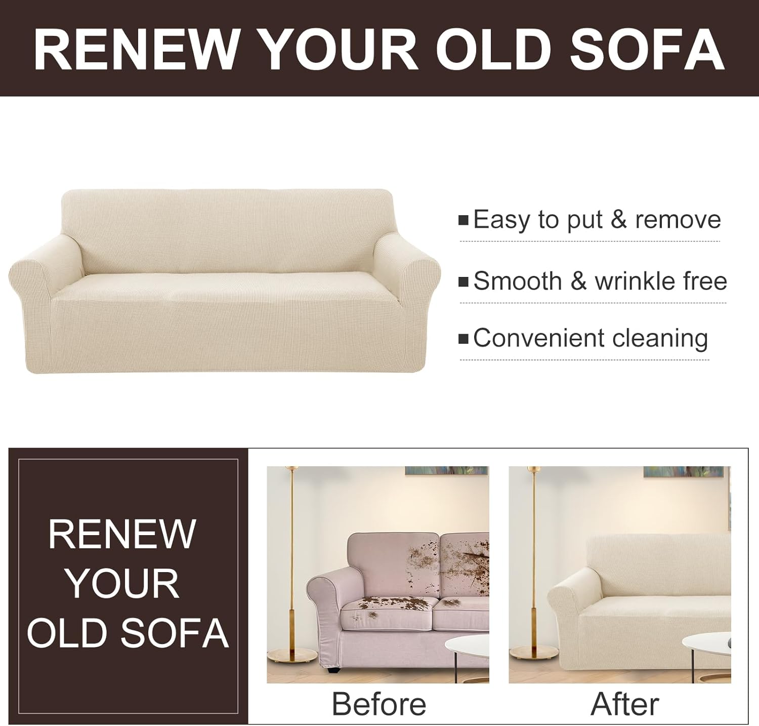 Stretch Couch Cover Sofa Bundles loveseat Beige