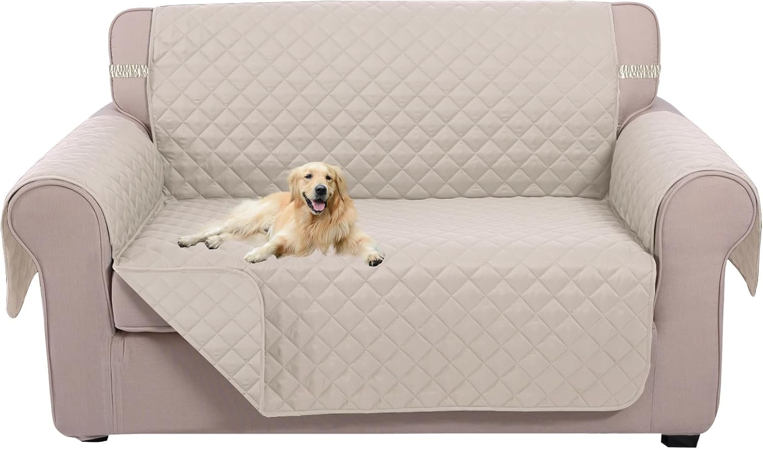 UNICE Home Reversible Sofa Cover Bundle Loveseat Cover Sofa+Loveseat, Beige