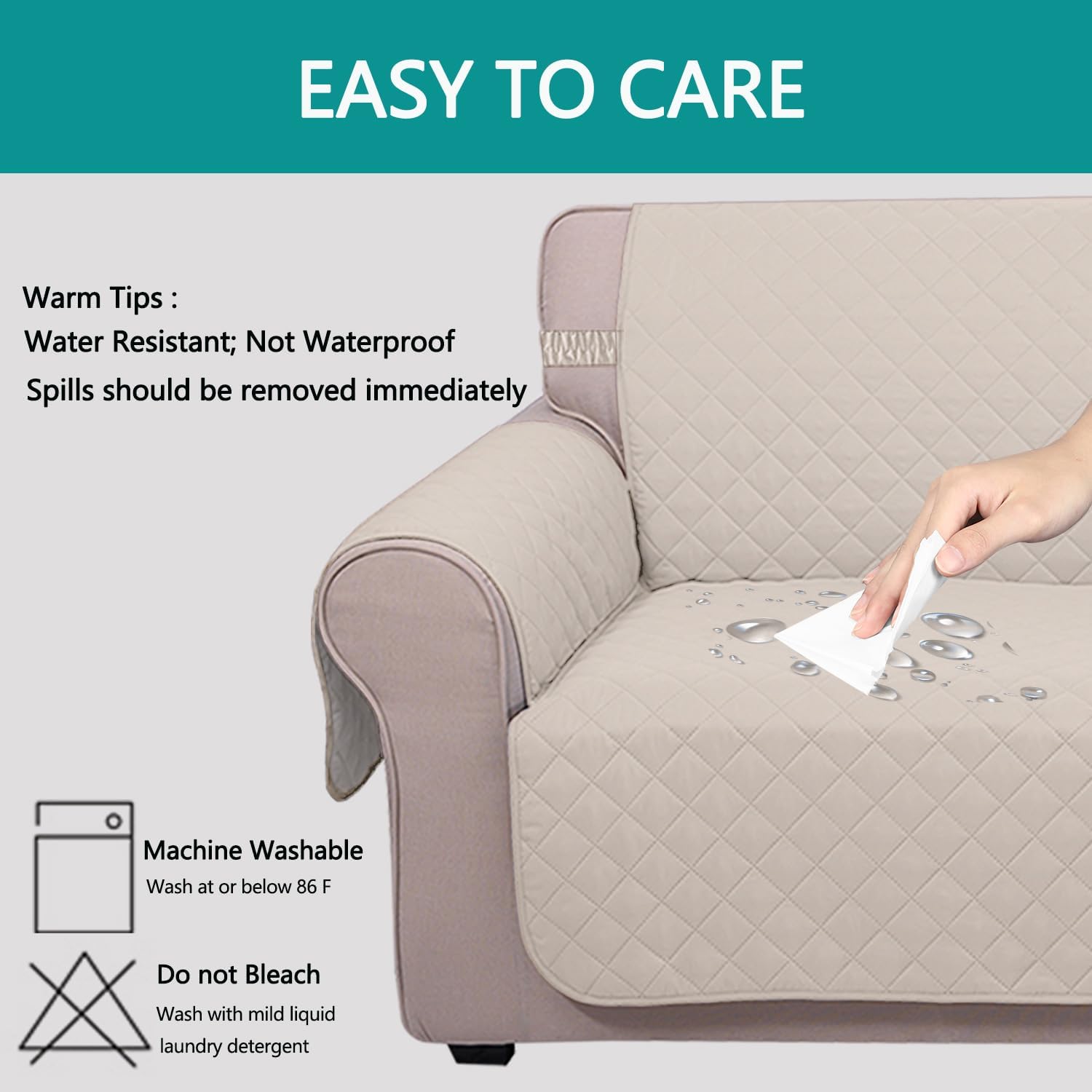 UNICE Home Reversible Sofa Cover Bundle Loveseat Cover Sofa+Loveseat, Beige
