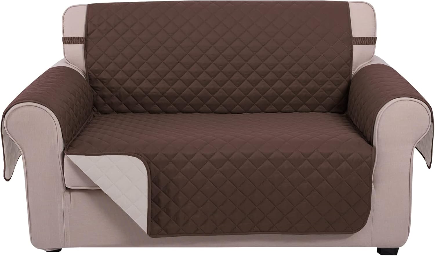 UNICE Home Reversible Loveseat Cover Bundle Oversized Couch Cover XL Sofa+Loveseat, Coffee