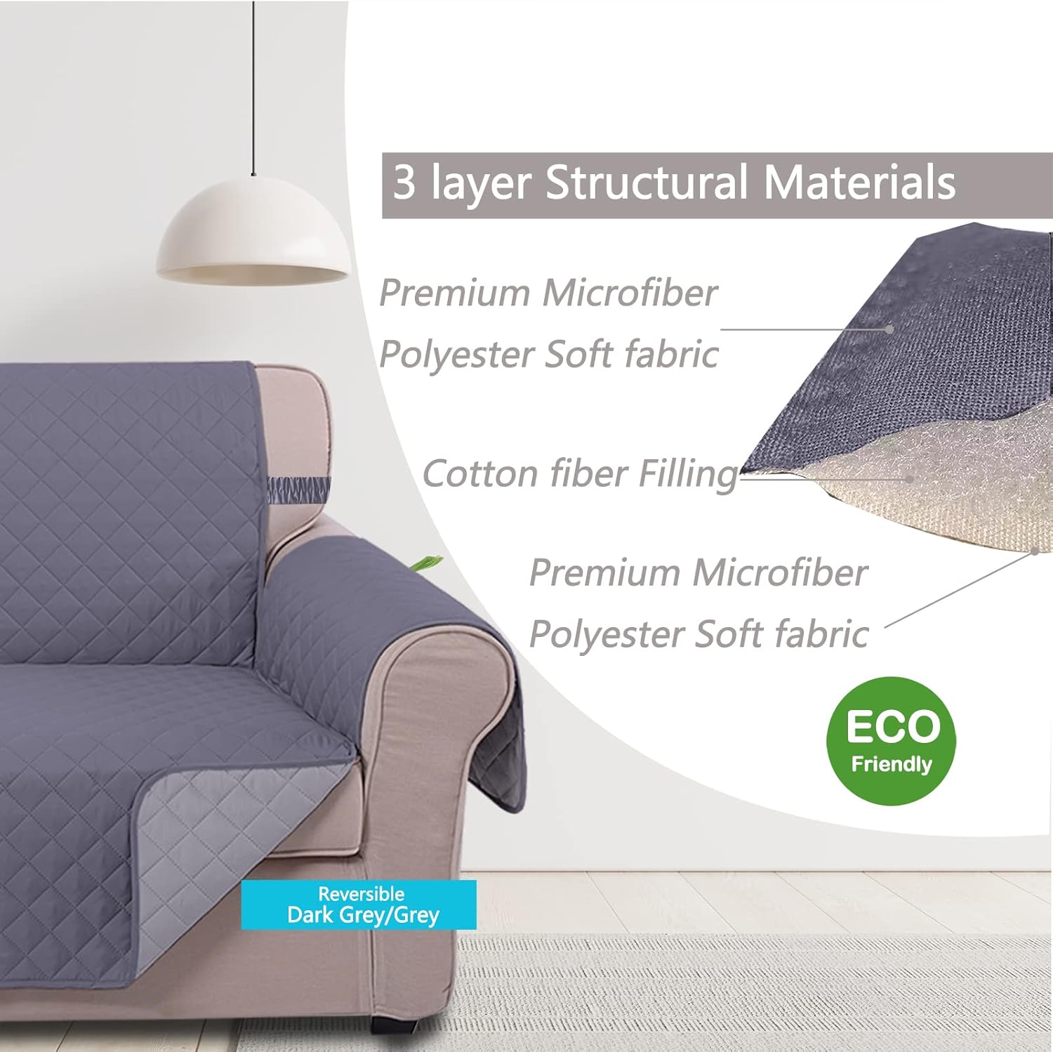 Reversible Sofa Cover Bundles with loveseat and Chair Size