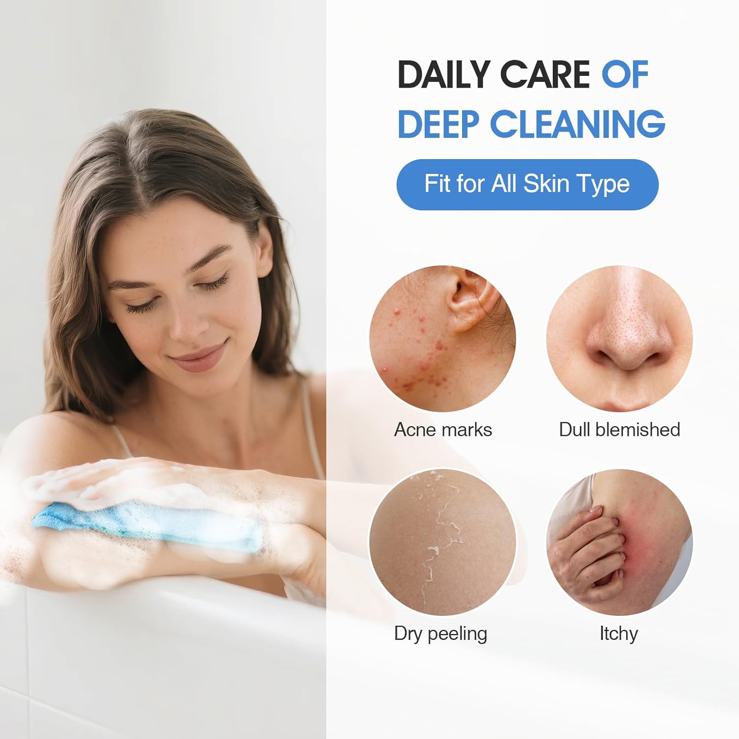 3 Pcs Exfoliating Net Sponge Body Scrubber Bath Towel