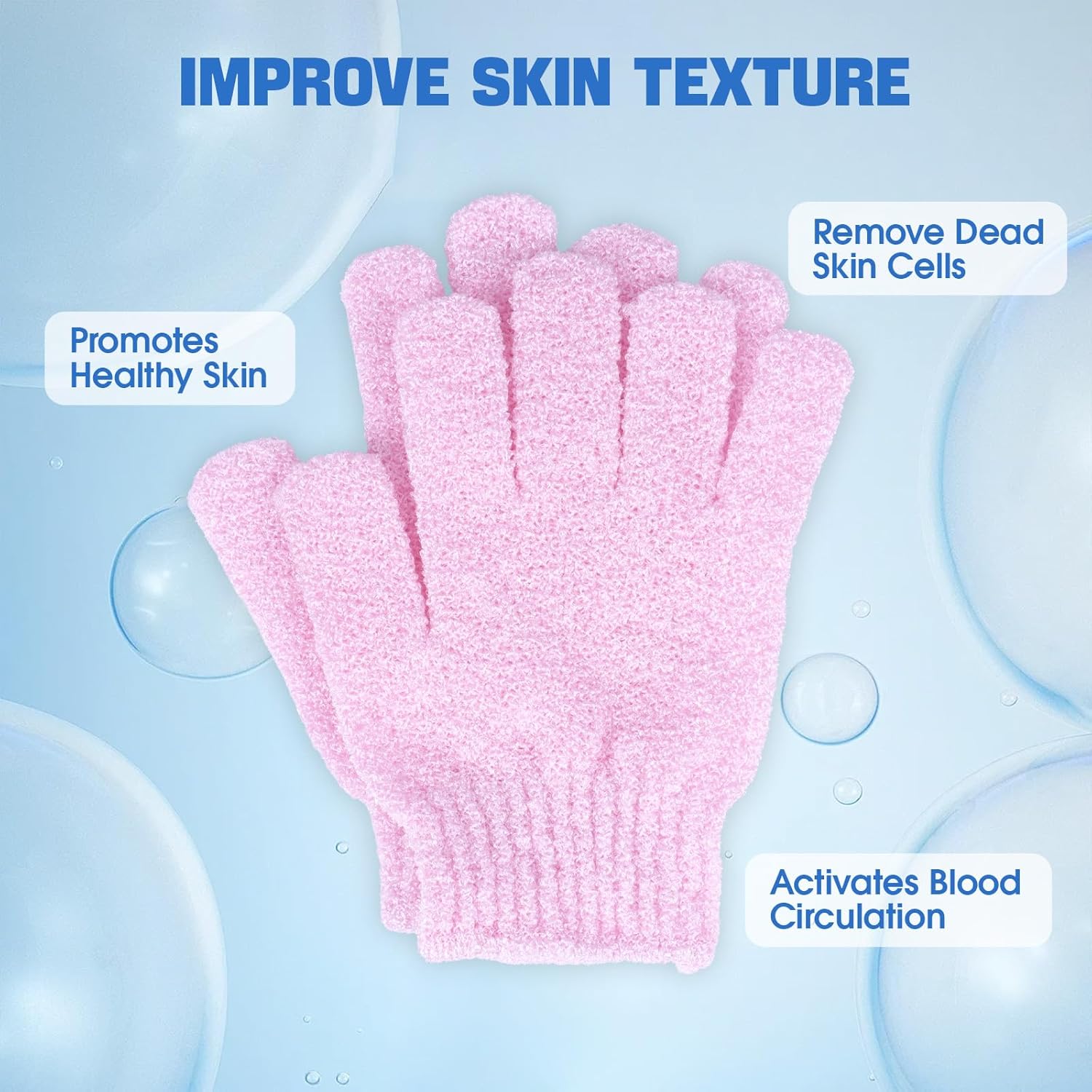 6 Pairs Exfoliating Bath Gloves Mitt Body Scrubber for Shower, Spa, Massage, Dead Skin Remover Bathing Accessories Women Men