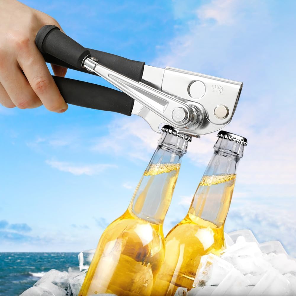 Crank Can Openers Manual,Heavy Duty Commercial Can Opener with Rubber-coated Long Handles