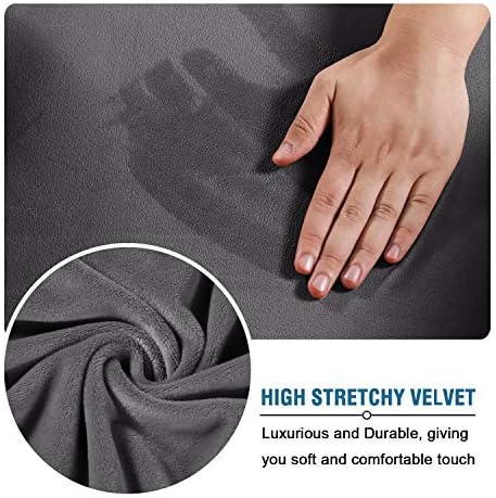 4 Pieces Thick Velvet Sofa Covers Couch Covers for 3 Chion Couch Sofa High Stretch Slipcovers Furniture Protector Form Fit Luxury Couch Cover for Dogs Width Up to 90 Inch Sofa,Grey