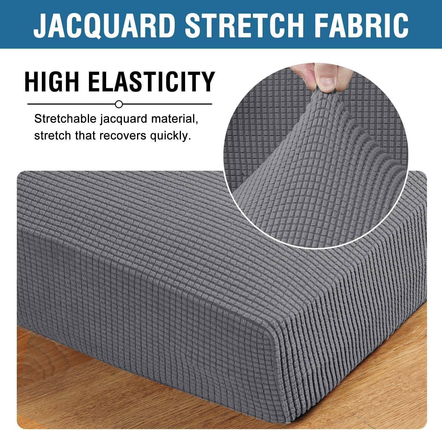 Super Stretch Individual Seat Chion Covers Sofa Covers Couch Chion Cover Slipcover Sets Thick Jacquard Textured Twill Fabric 3 Piece Sofa Chion Covers, Grey