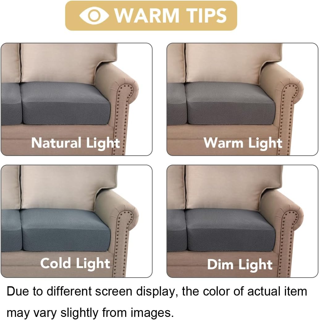 Super Stretch Individual Seat Chion Covers Sofa Covers Couch Chion Cover Slipcover Sets Thick Jacquard Textured Twill Fabric 3 Piece Sofa Chion Covers, Grey