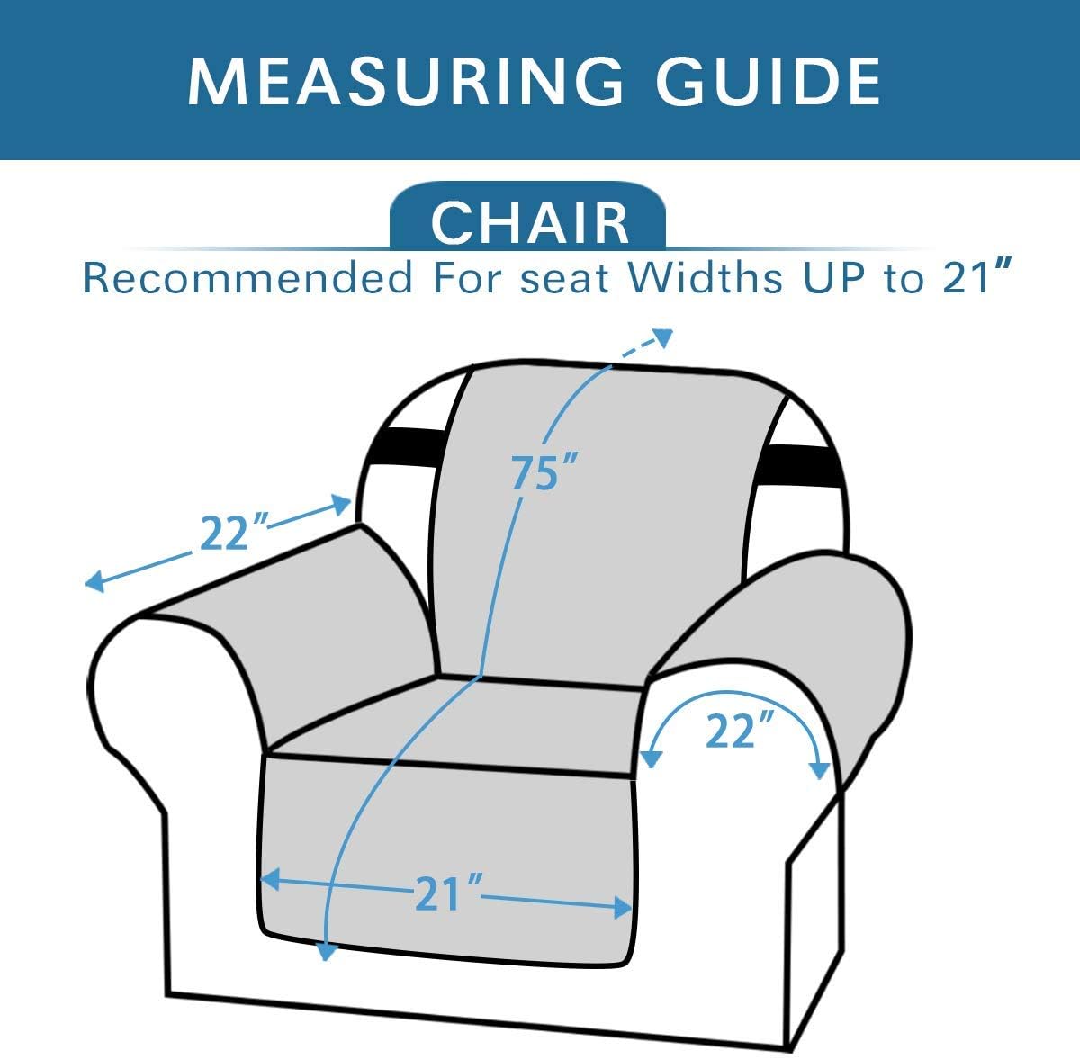 Chair Slipcover Reversible Chair Cover Water Resistant Couch Cover Washable Chair Cover Non-Slip Fabric Furniture Protector with Elastic Strap for Pets Armchair, Ivory/Beige