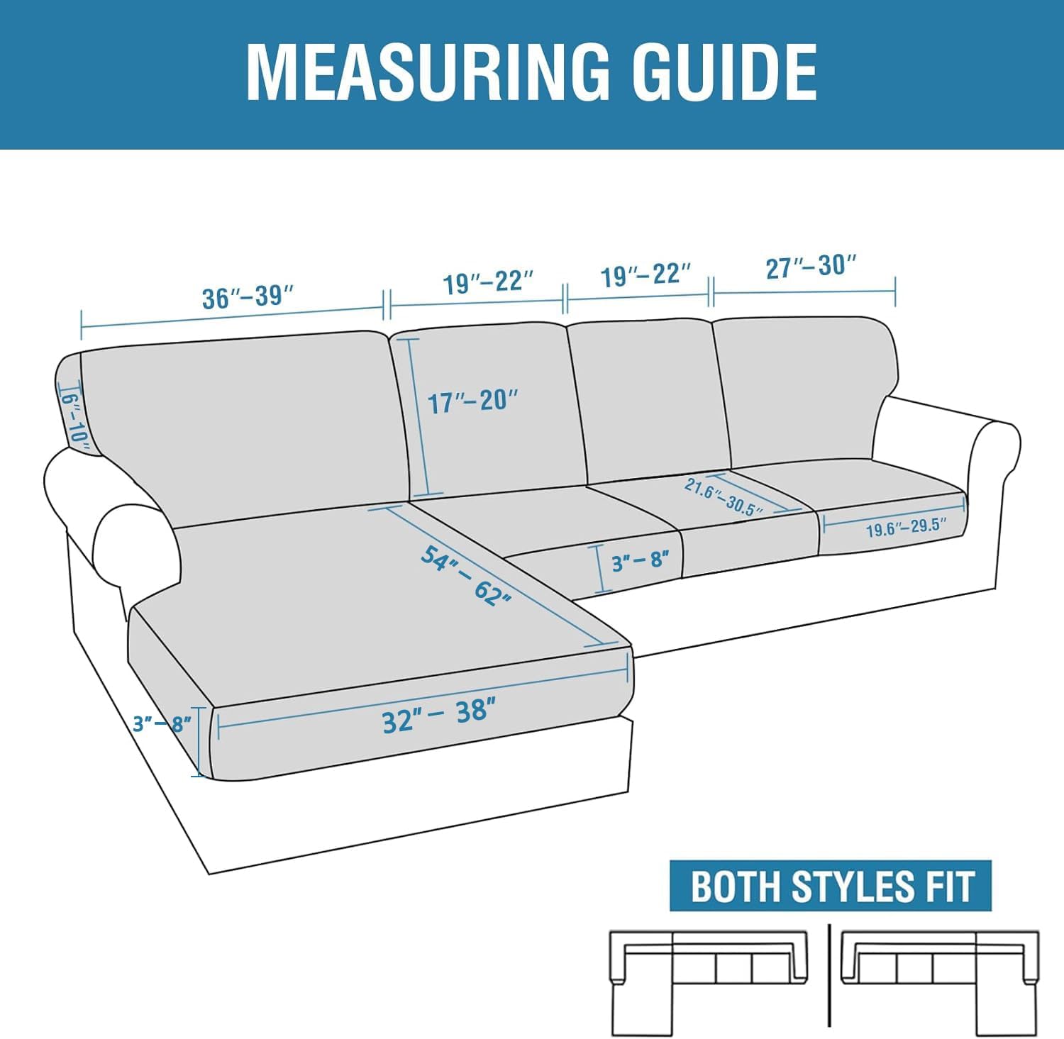 Sectional Couch Covers 8 Pieces Stretch Sofa Covers for Sectional Sofa Set Separate L Shaped Couch Cover for Both Left/Right Couch Seat and Back: 1 Chaise + 3 Sofa, Ivory
