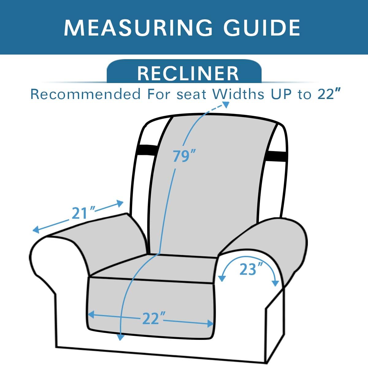 Reversible Quilted Recliner Covers Recliner Chair Cover Water Resistant Furniture Protector Washable Couch Cover with Elastic Straps for Kids, Pets Recliner, Brown/Beige