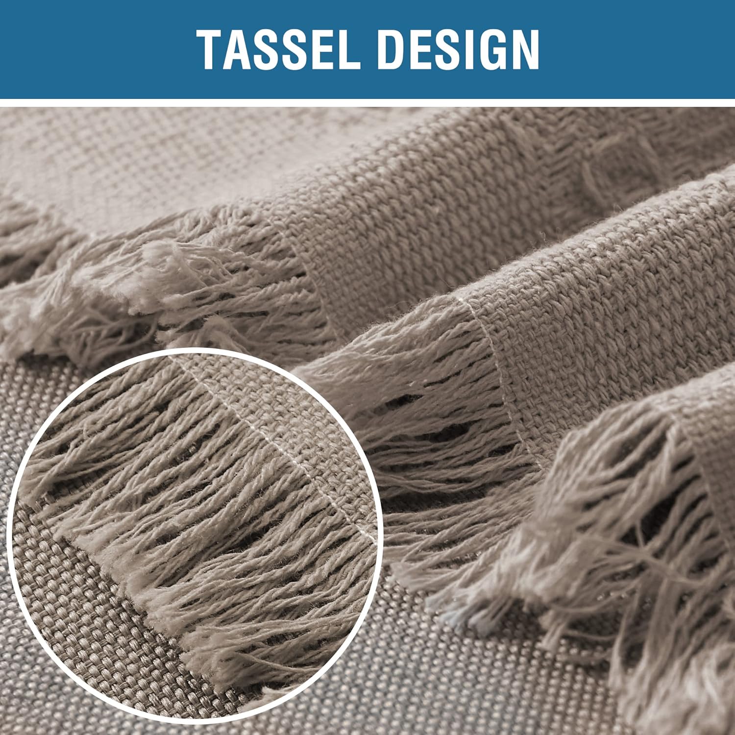 Cotton Sofa Covers Couch Cover Sofa Slipcover for Most Shape Sofas, Feature Thick Woven Jacquard Seamless with Tassels, Multie Decorative for Couch X-Large: 71" x 118", Sand