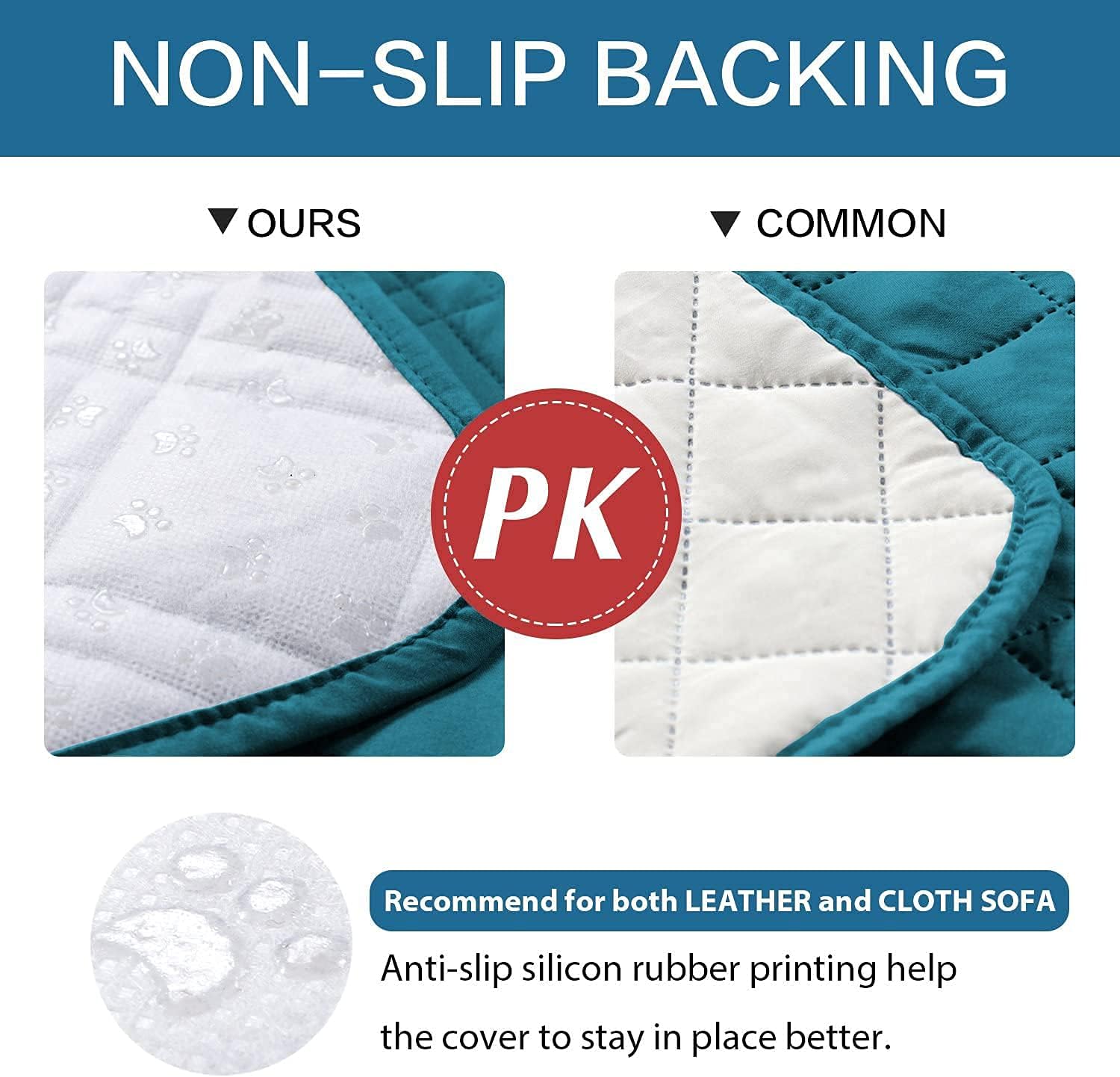 100% Waterproof Sofa Slipcover Washable Loveseat Cover for 2 Chion Cover Non-Slip Furniture Protector with Puppy Paw Silicone Backing Couch Cover for Pets Dogs Loveseat, Dark Teal