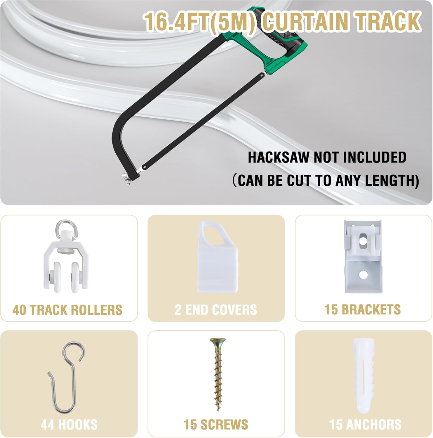 Ceiling Curtain Track Flexible Bendable Ceiling Mount for Curtain Rail 16.4ft 5M Room Divider Curtain Track Systerm for RV Bay Window Curved Curtain Track for Bunk Bed Curtain, White