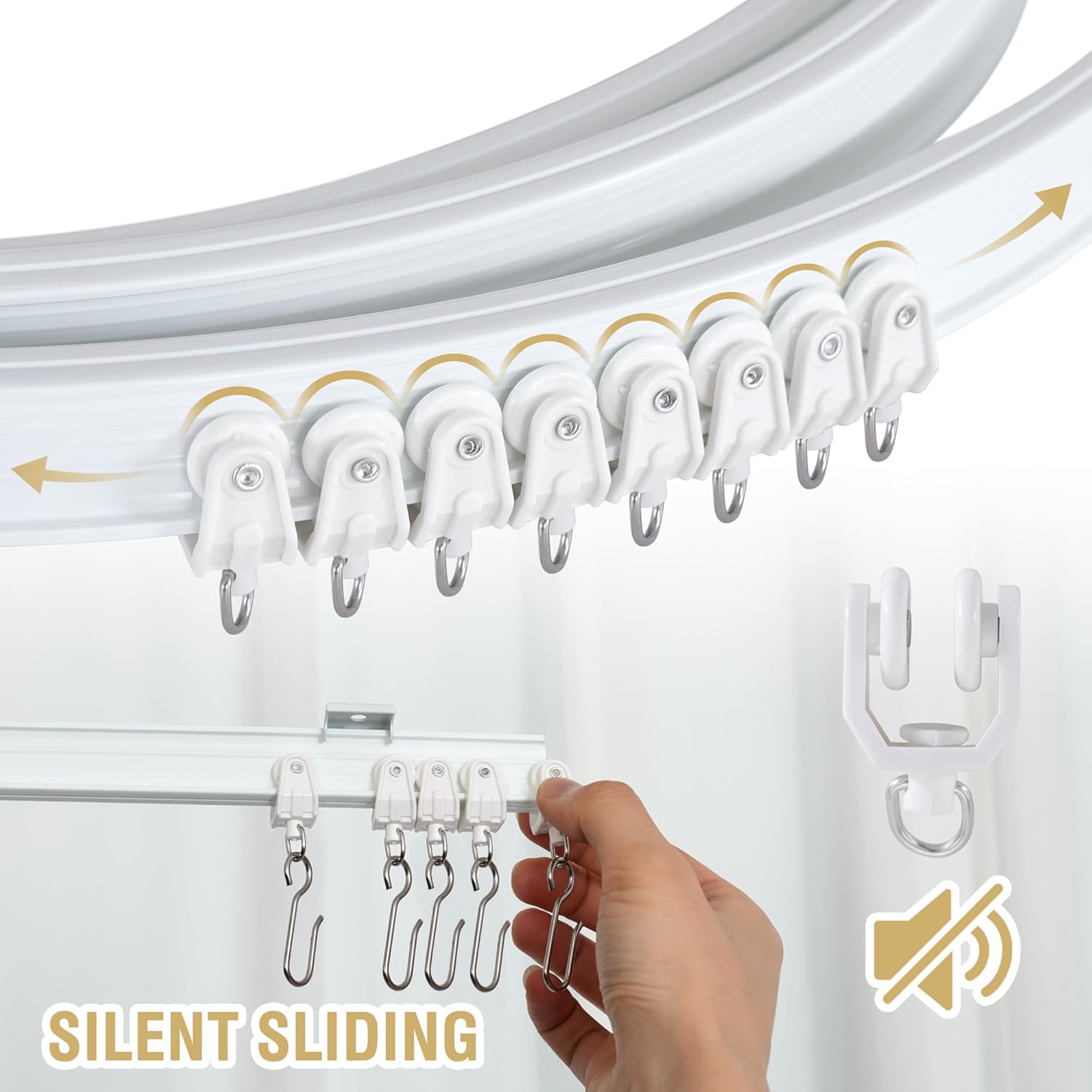 Ceiling Curtain Track Flexible Bendable Ceiling Mount for Curtain Rail 16.4ft 5M Room Divider Curtain Track Systerm for RV Bay Window Curved Curtain Track for Bunk Bed Curtain, White