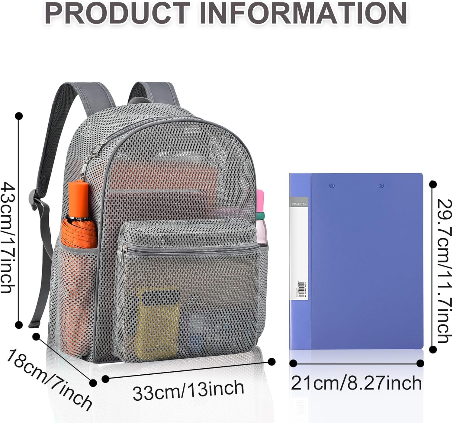 Duty Mesh Backpacks for Adults,See Through Backpack for Swimming Work Outdoor, Diving Backpack Carry Portable Oxygen Concentrators Grey