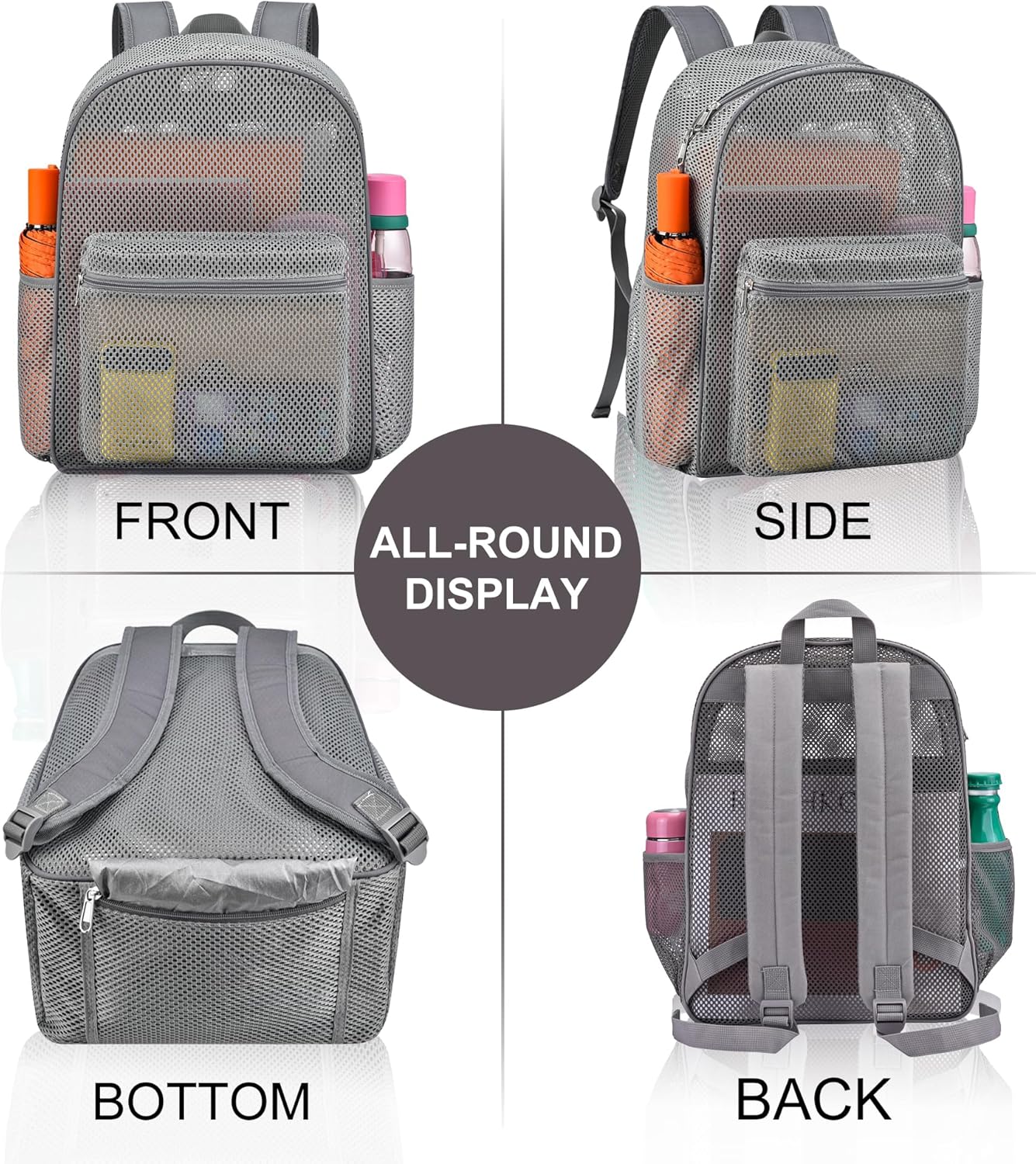 Duty Mesh Backpacks for Adults,See Through Backpack for Swimming Work Outdoor, Diving Backpack Carry Portable Oxygen Concentrators Grey