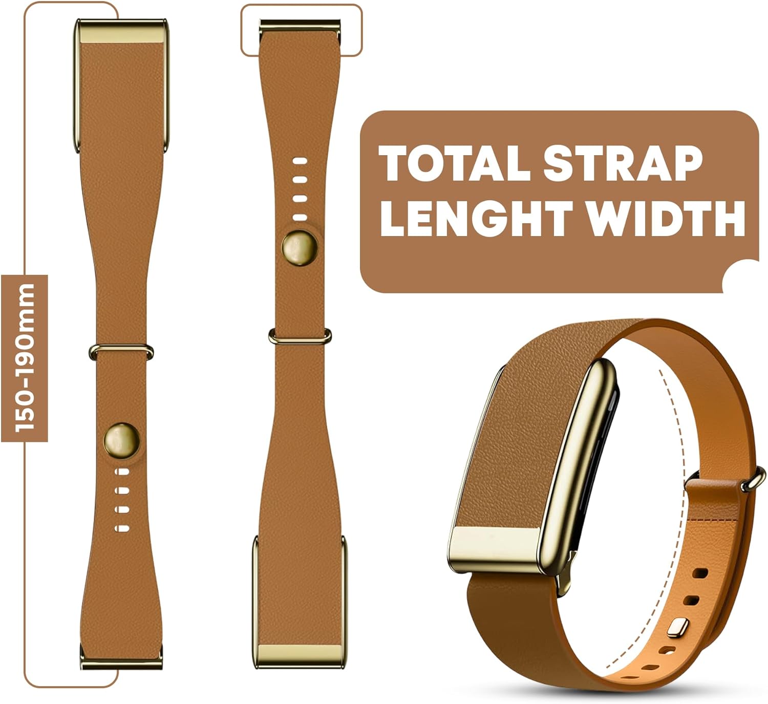 Luxe Tapered Leather Replacement Band Compatible with WHOOP 5.0, One, Peak, and Life Fitness Tracker – Durable & Comfortable | Not for Whoop Gen 4