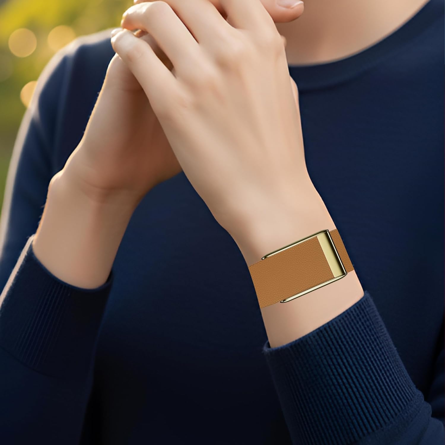 Luxe Tapered Leather Replacement Band Compatible with WHOOP 5.0, One, Peak, and Life Fitness Tracker – Durable & Comfortable | Not for Whoop Gen 4