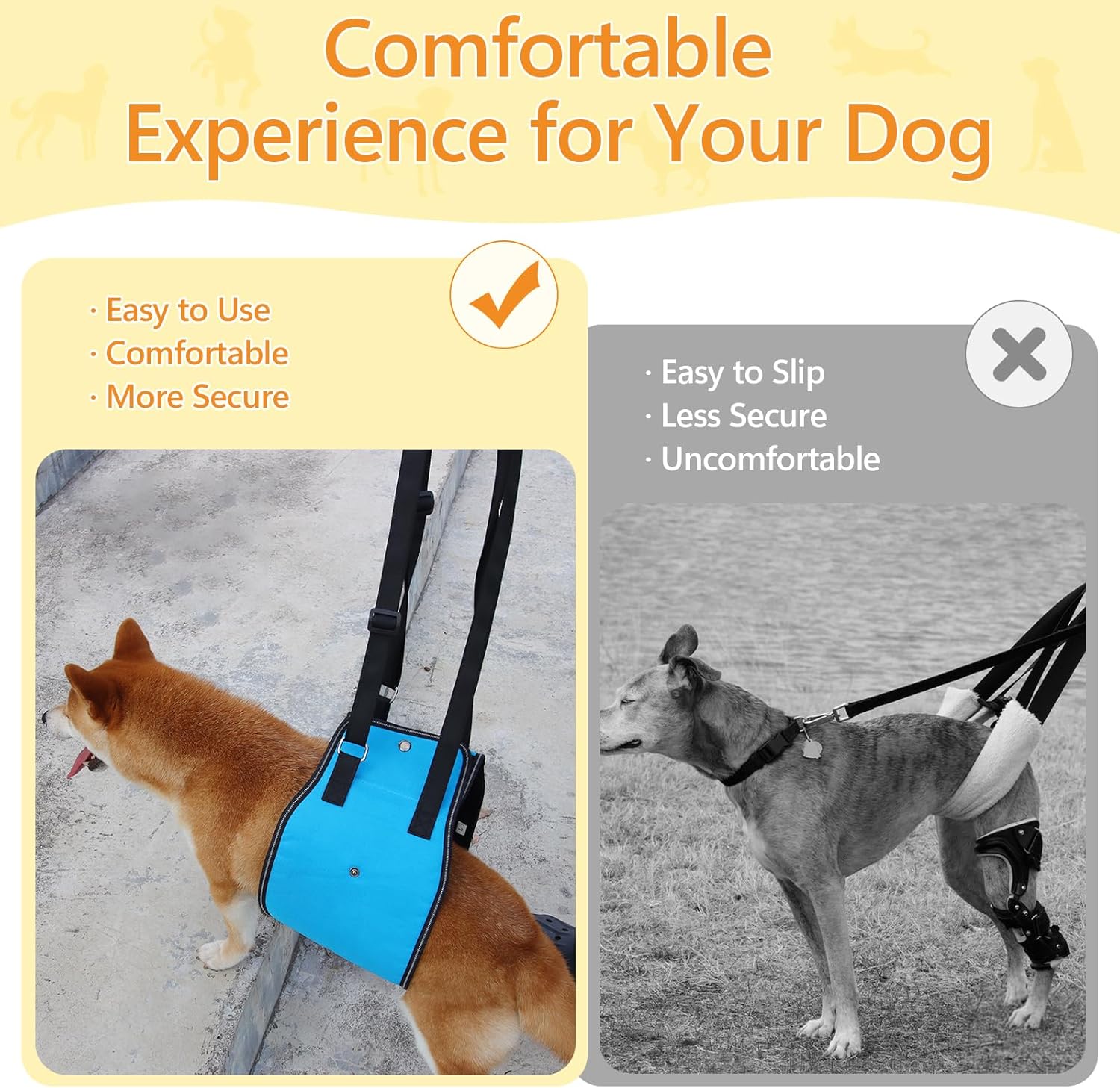 Dog Lift Harness Dog Sling for Large Dogs, Portable Dog Carrier Sling for Back Legs, Ajtable Hip Support Harness for Weak Rear Leg, Assist Senior Disabled Joint Injuried and After ACL