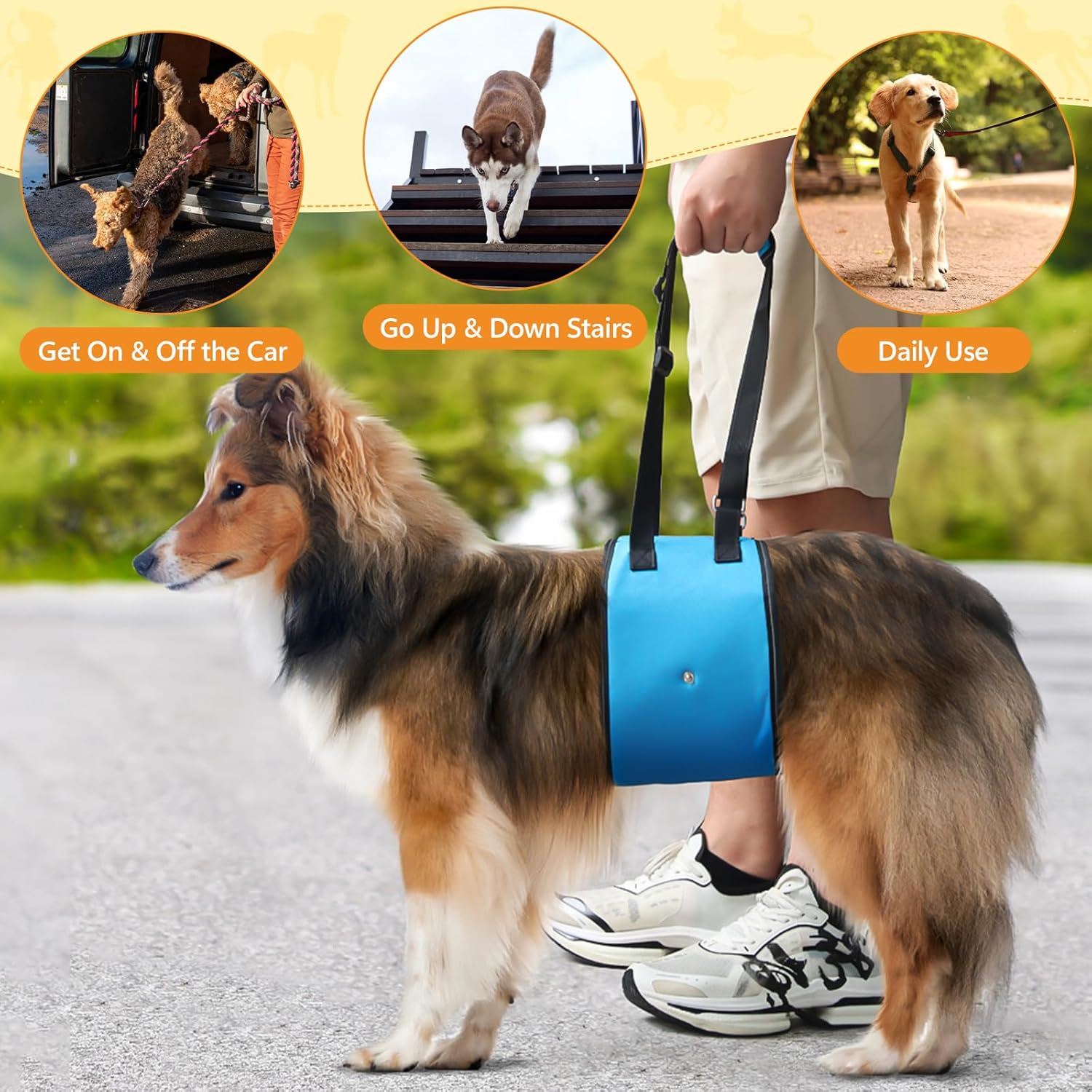 Dog Lift Harness Dog Sling for Large Dogs, Portable Dog Carrier Sling for Back Legs, Ajtable Hip Support Harness for Weak Rear Leg, Assist Senior Disabled Joint Injuried and After ACL