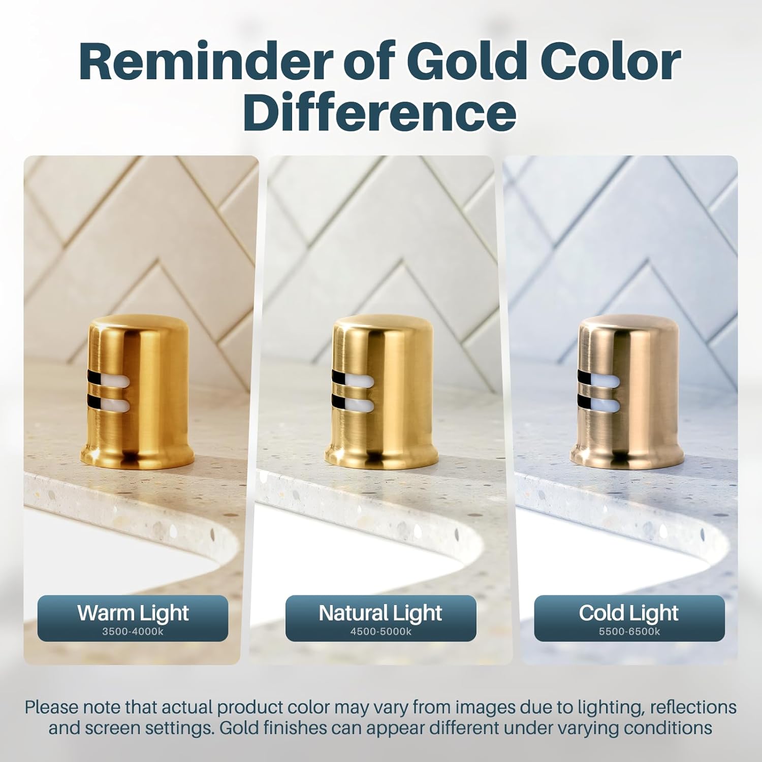 Dishwasher Air Gap Cover, Dishwasher Air Gap Cap for Kitchen Sink, Solid Brass Dishwasher Overflow Vent Cap Replacement Kit, Brushed Gold