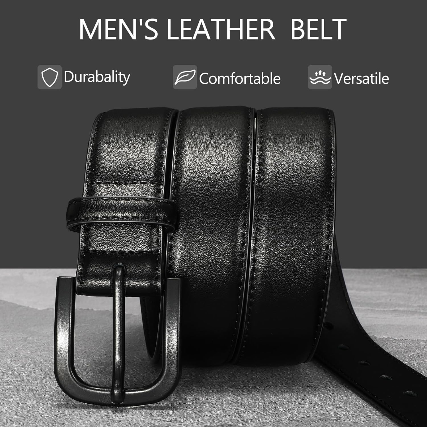 Men's Metal Free Leather Belt TSA Approved Non Metal Belt for Men Jeans with Hypoallergenic Buckle