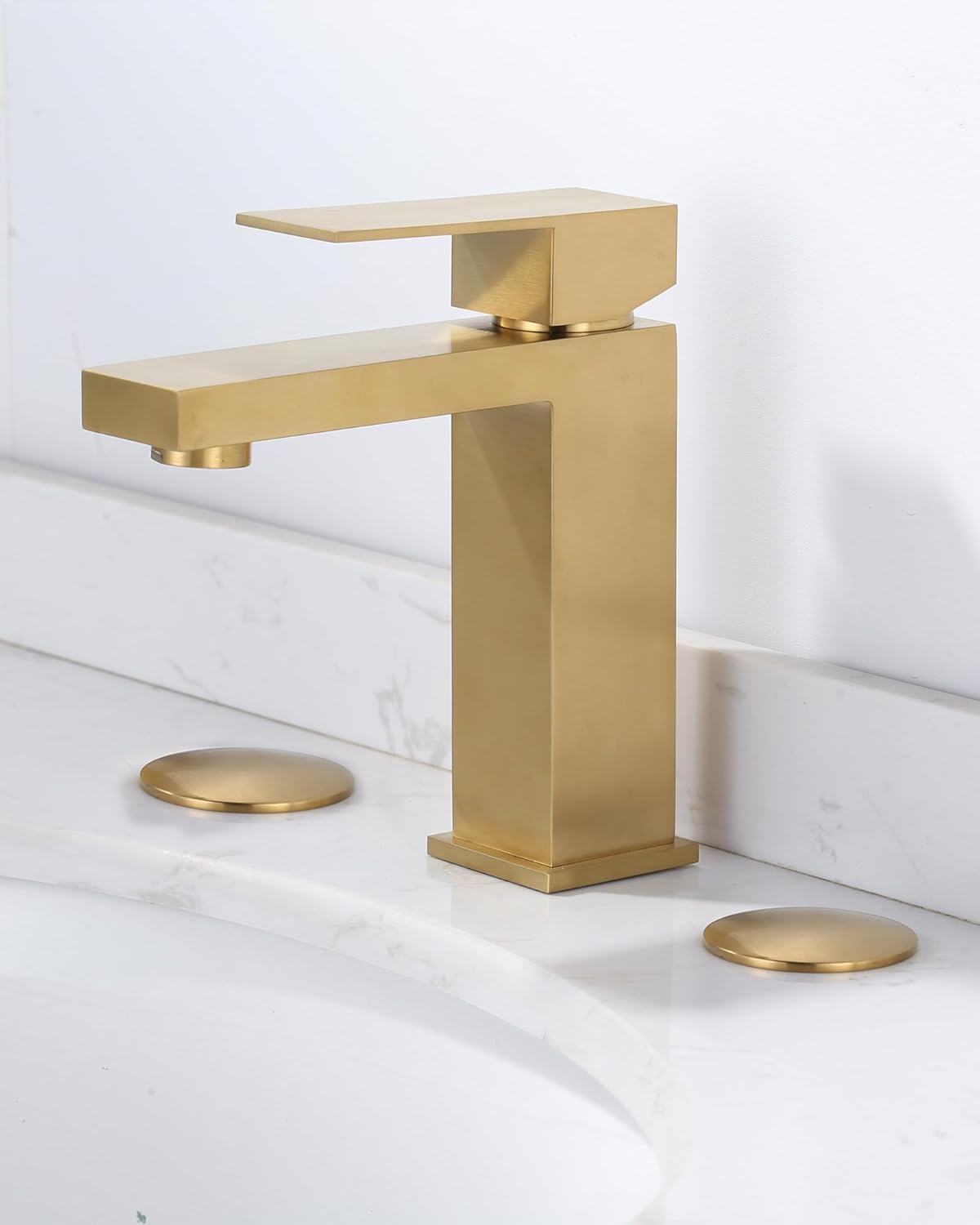 Kitchen Sink Hole Cover, 2 PCS Faucet Plate Stopper, Countertop Cap, Tap Blanking Metal Plug, Brushed Gold