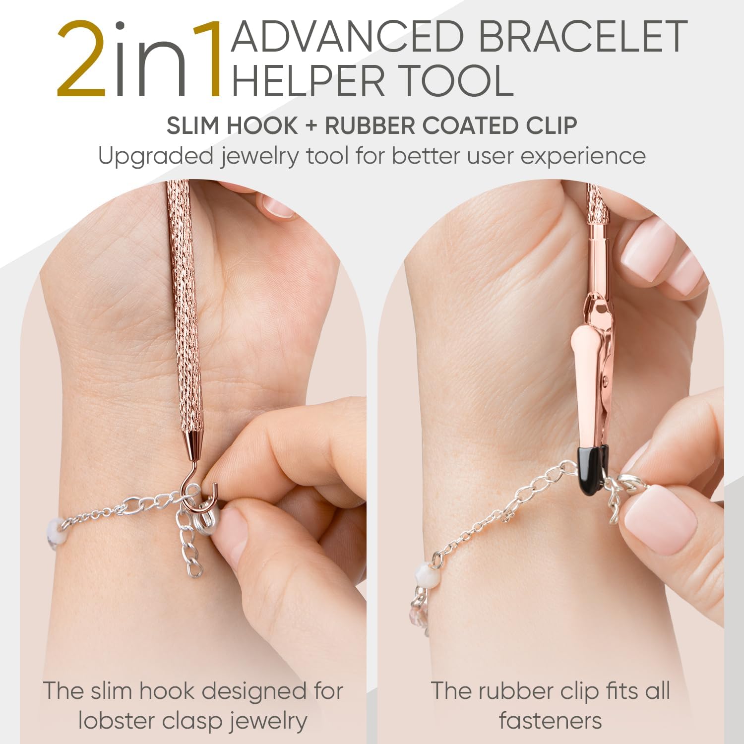 Bracelet Helper Tool with Hook - Fastener Helper Tool for Bracelet, Necklace, Jewelry, Watch - Rose, Gold, Silver, Bundle