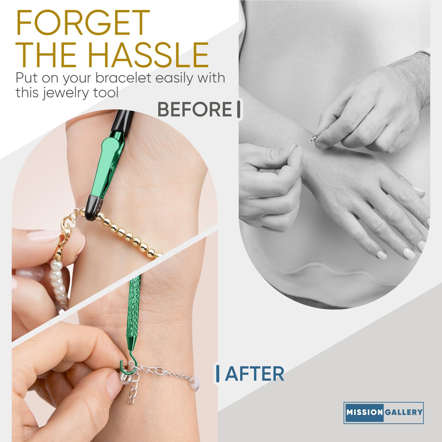 Bracelet Helper Tool with Hook - Fastener Helper Tool for Bracelet, Necklace, Jewelry, Watch - Teal, Emerald, Rose, Bundle