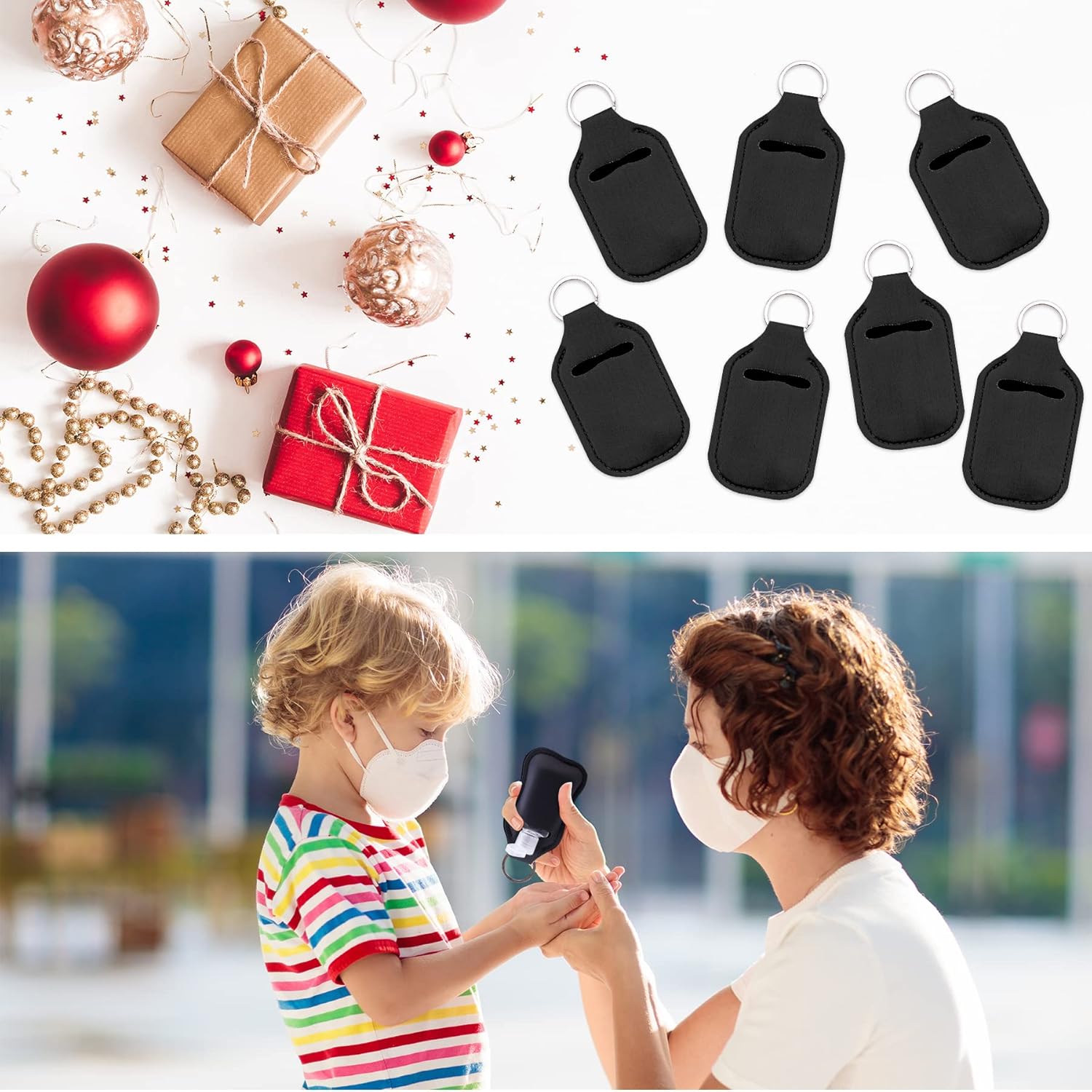 60 Pieces Hand Sanitizer Holder Empty Travel Size Bottles Set Including 30 Pieces Clear Refillable Bottles and 30 Pieces Black Hand Sanitizer Holders for Keychain Backpack and Purse
