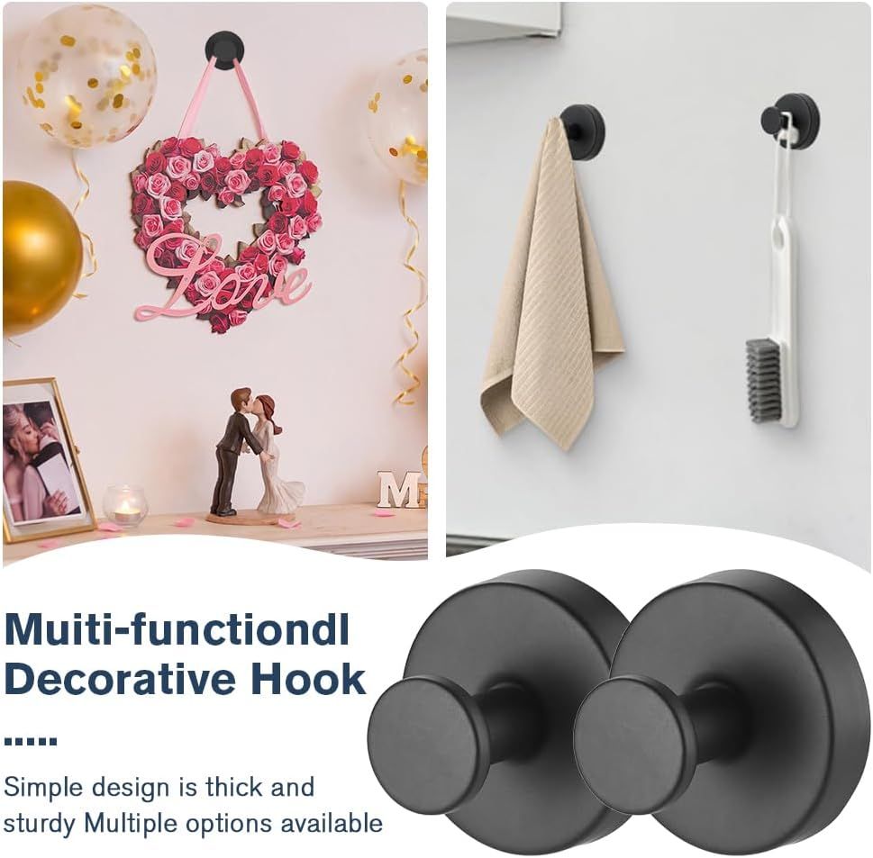 Suction Cup Hooks for Wreaths on Glass,2026 Wreath Hangers for Front Door,No Drill Suction Cup Hooks,Metal Towel Hooks for Window Bathroom Mirrors,Christmas Decorations Outdoor Golden-2PC