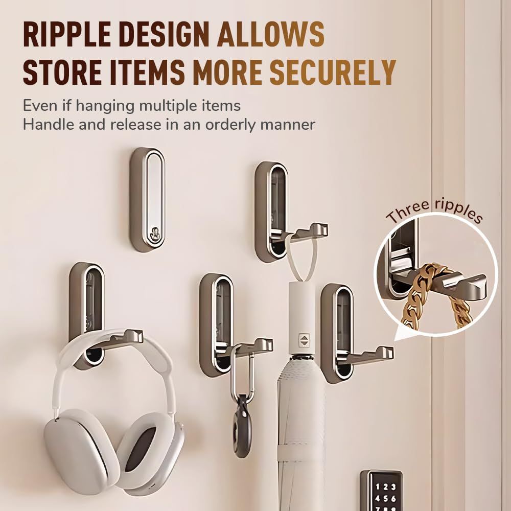 Folding Coat Hooks,Retractable Wall Closet Hooks,Heavy Duty Hook Bathroom Towel Hooks Robe Hooks Wall Mounted for Hanging Coat Towels Clothes Brown