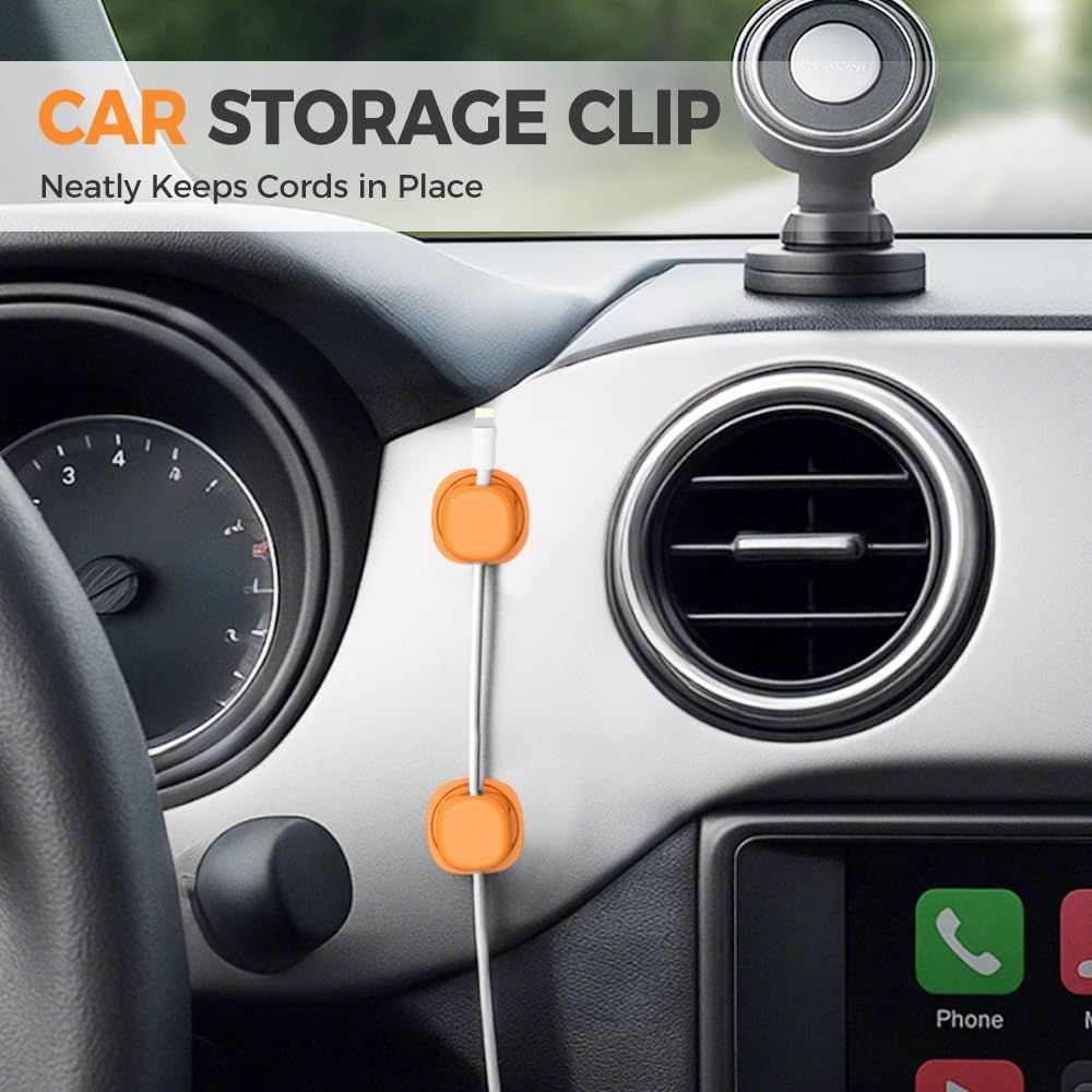 6 Pack Magnetic Cable Clips,2026 New Cord Holder for Nightstand,Magnetic Desk Cord Organizer,Adhesive Wire Holder Charger Holders for Desk,Nightstand,Phone Charger, Computer,Home,Office,Car White